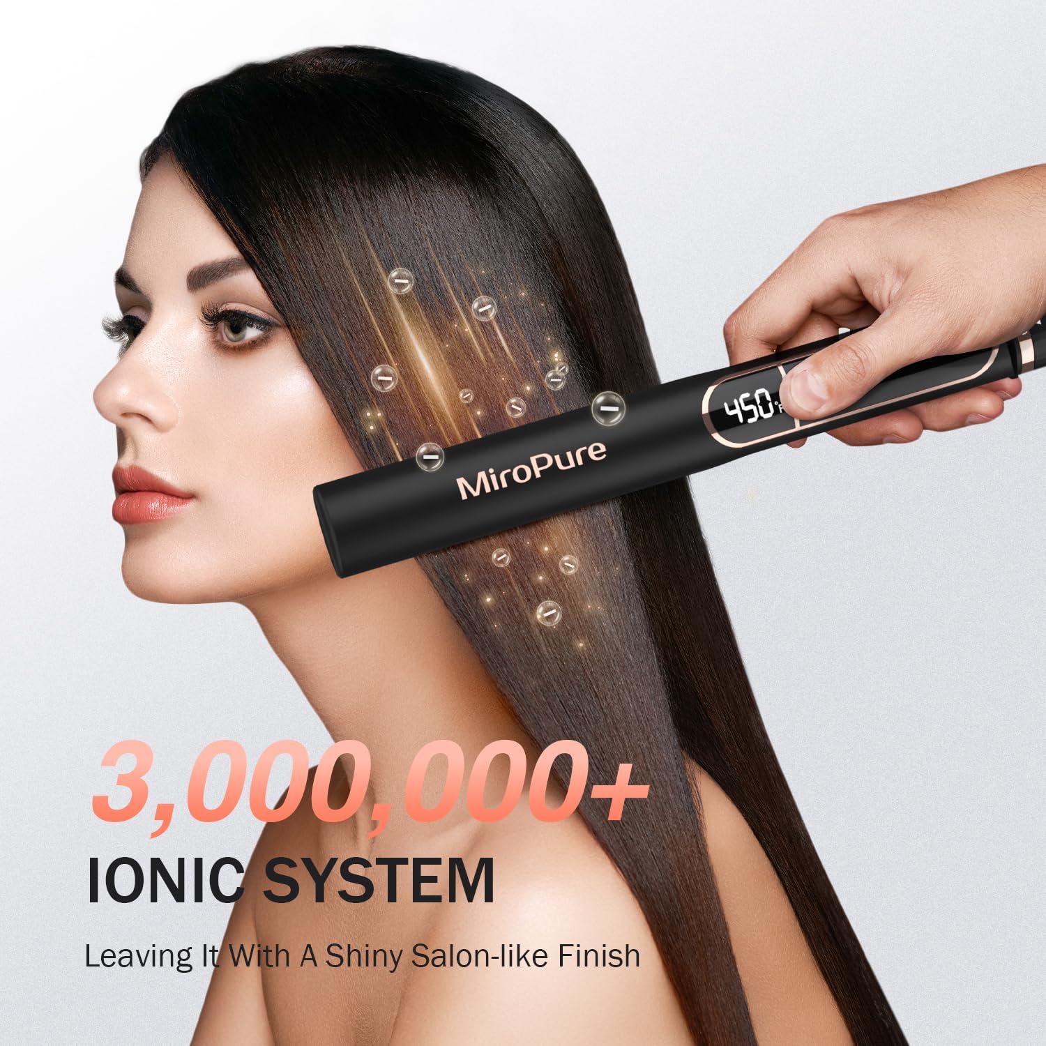 MiroPure Flat Iron Hair Straightener, 1 Inch Titanium Plates Hair Straightener with 15S Heat-up, Professional MCH Ceramic Negative Ion Hair Iron Dual Voltage for Women Hair with Auto Shut-Off - Image 3