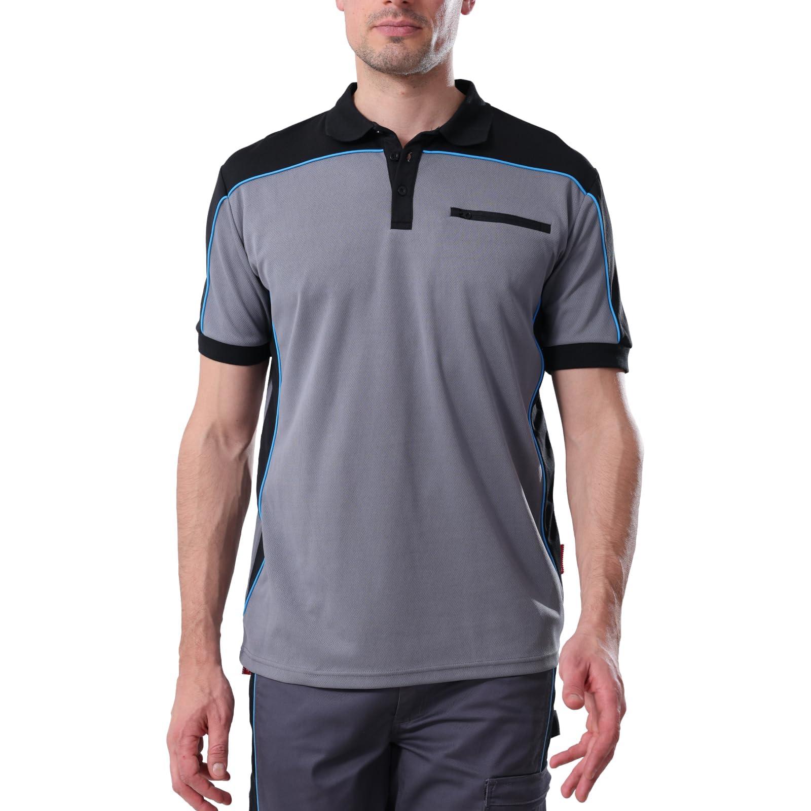 WORK IDEA Men's Polo Shirt Short Sleeve Breathable Work Shirts Golf Polo Tennis T-Shirt Tops - Image 2