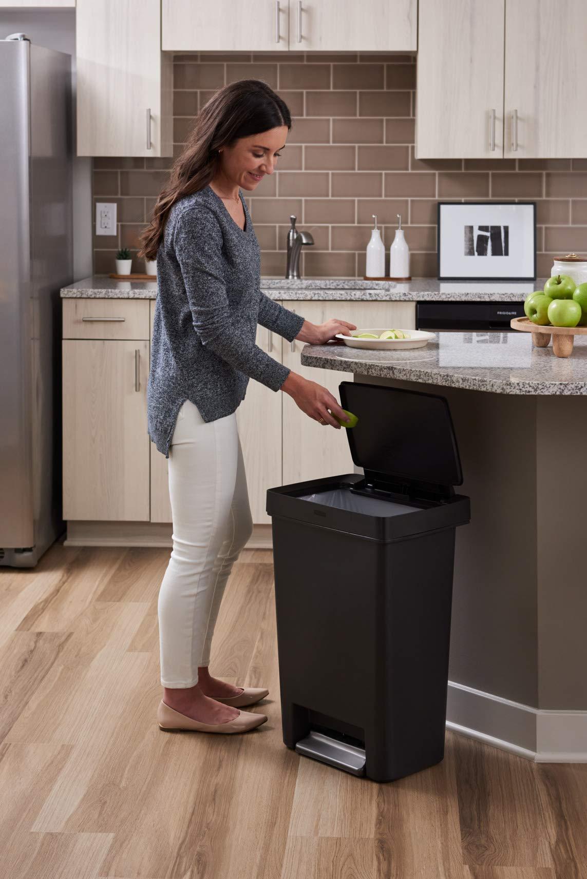 Rubbermaid Premier Series II Step-On Trash Can for Home and Kitchen, with Lid Lock and Slow Close, 12.4 Gallon, Charcoal, for Home/Kitchen/Garage/Apartment/Office - Image 5