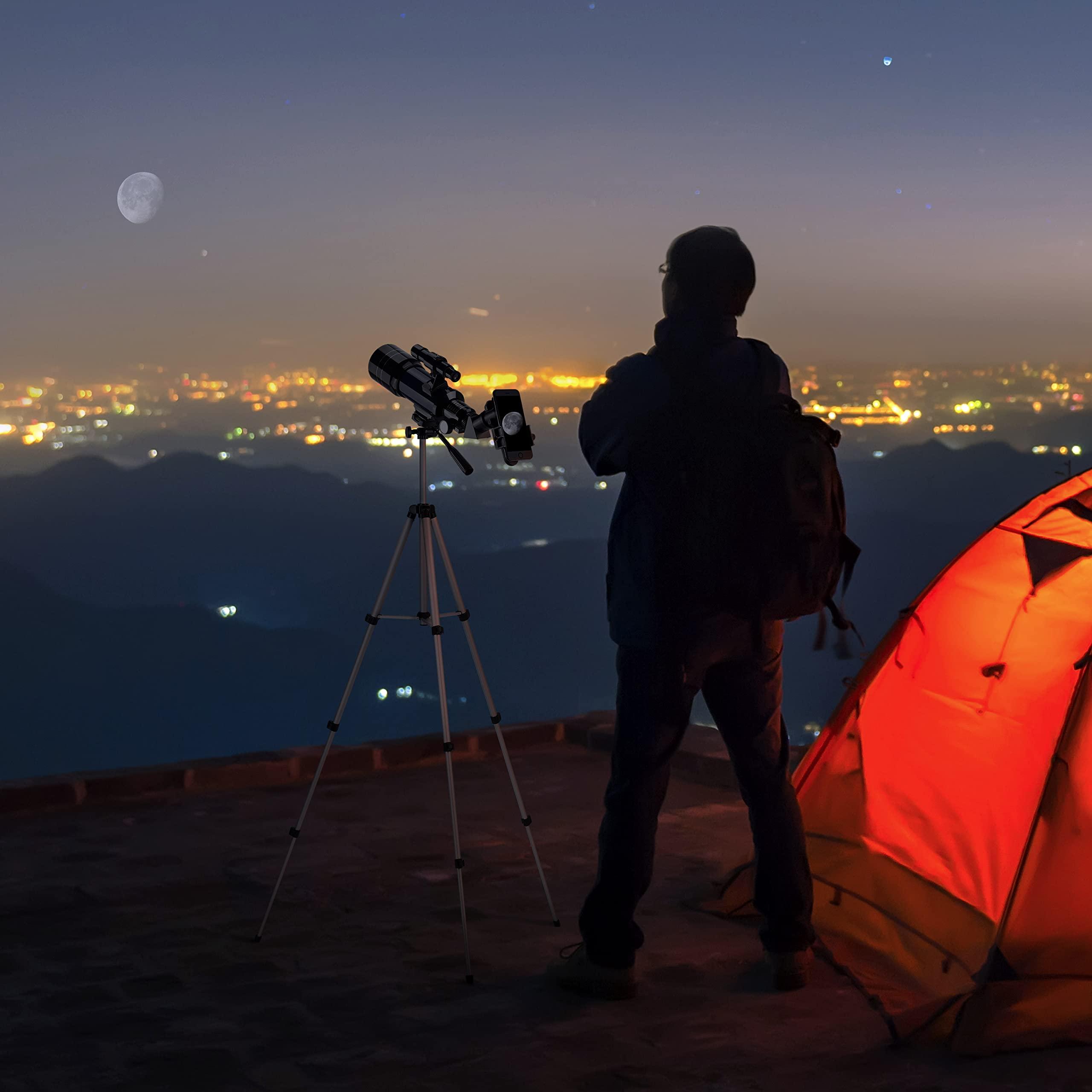 ESSLNB Telescope for Adults, 70mm Aperture Refractor Telescopes (15X-180X) for Astronomy Beginners, Portable Travel Telescope with Phone Adapter & Adjustable Tripod - Image 6
