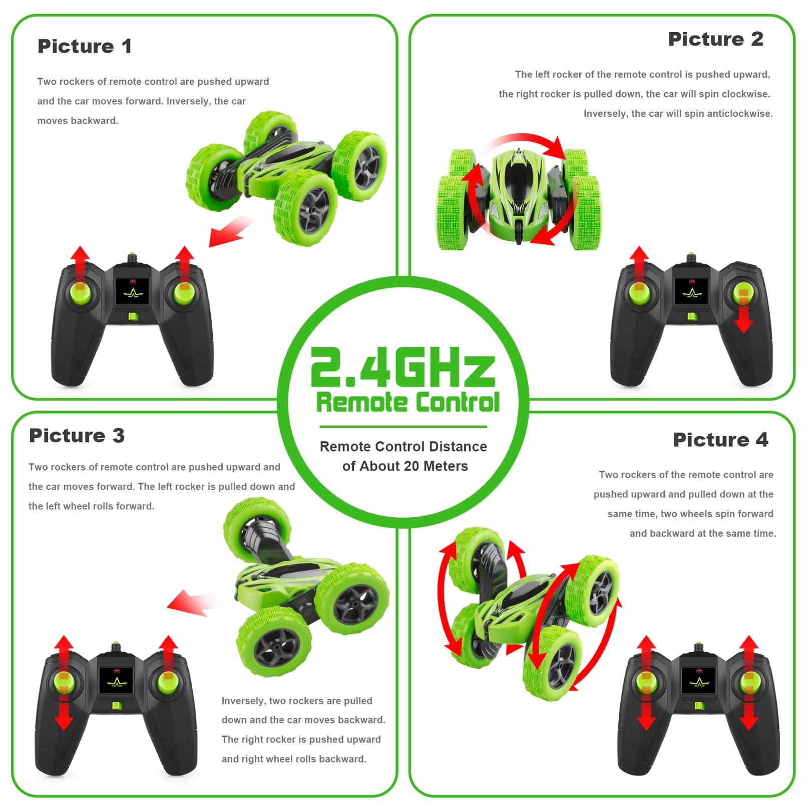ORRENTE Remote Control Car, RC Cars Toys for Ages 5-7, 2.4GHz 4WD Fast RC Car Kids Toys for Ages 8-13, Double Sided 360° Rotating Monster Truck Toys for Girls RC Truck Toy Cars for Boys - Image 5