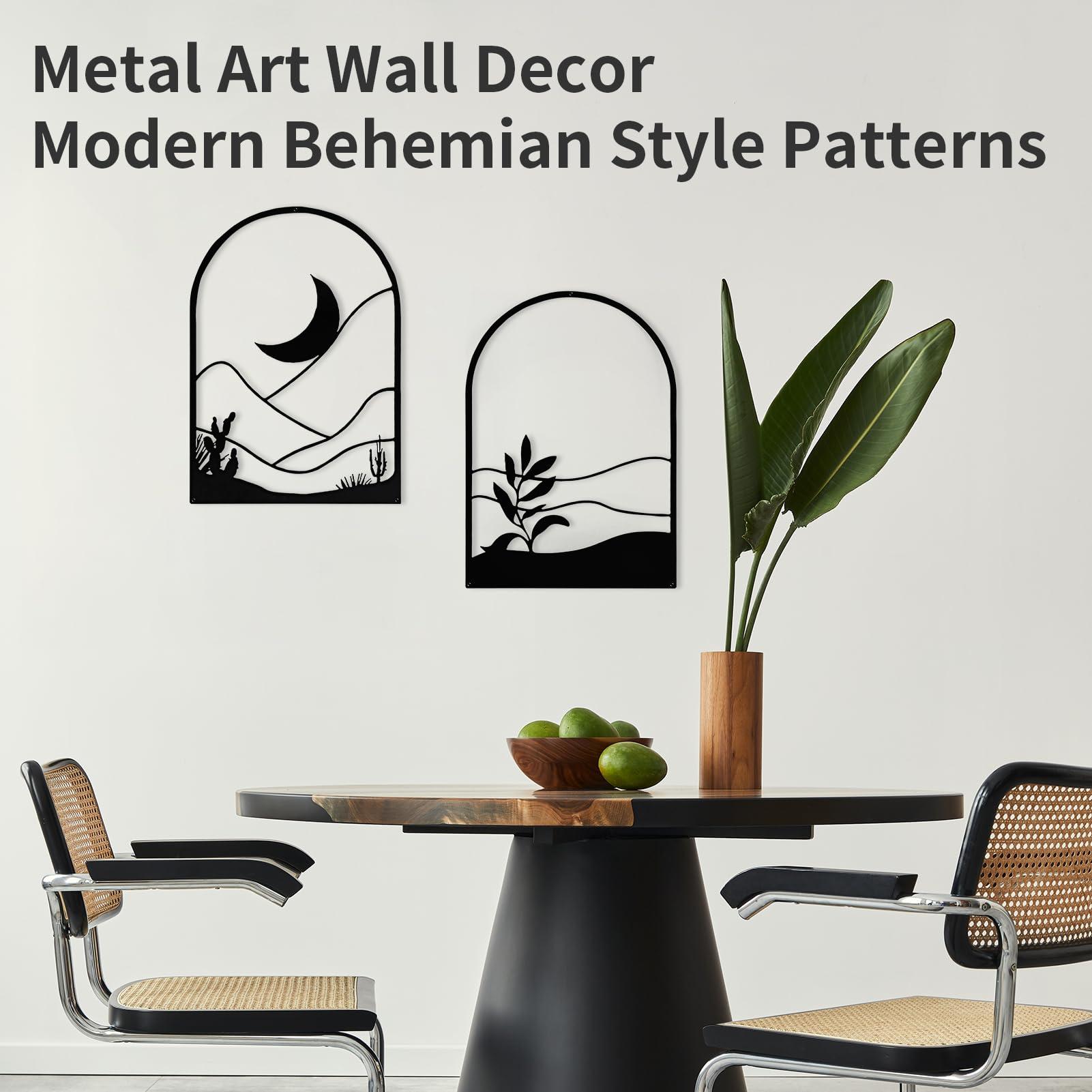 WOWSTAR 4 Pcs Black Large Metal Wall Art, 17x12 Inch Modern Minimalist Iron Wall Sculpture, 3D Textured Art Wall Décor for Living Room, Dining Room, Bedroom, Office - Image 5