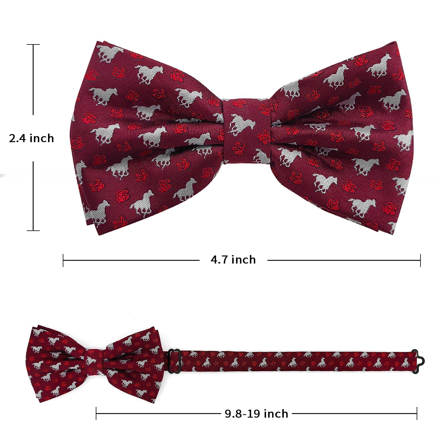 KOOELLE Black Bow Ties For Men Horseshoe Jacquard Bow Tie Horse Racing Festival bowtie Party - Image 4
