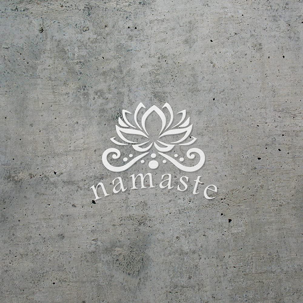 Namaste with Lotus Flower (White) (Set of 2) Luxury Weatherproof Vinyl Decal Stickers for Laptop Desktop Smartphone Car Dirt Bike Wall Room Mason Jar Bathtub Door Skateboard Console - ANGstic0d6746WH - Image 2