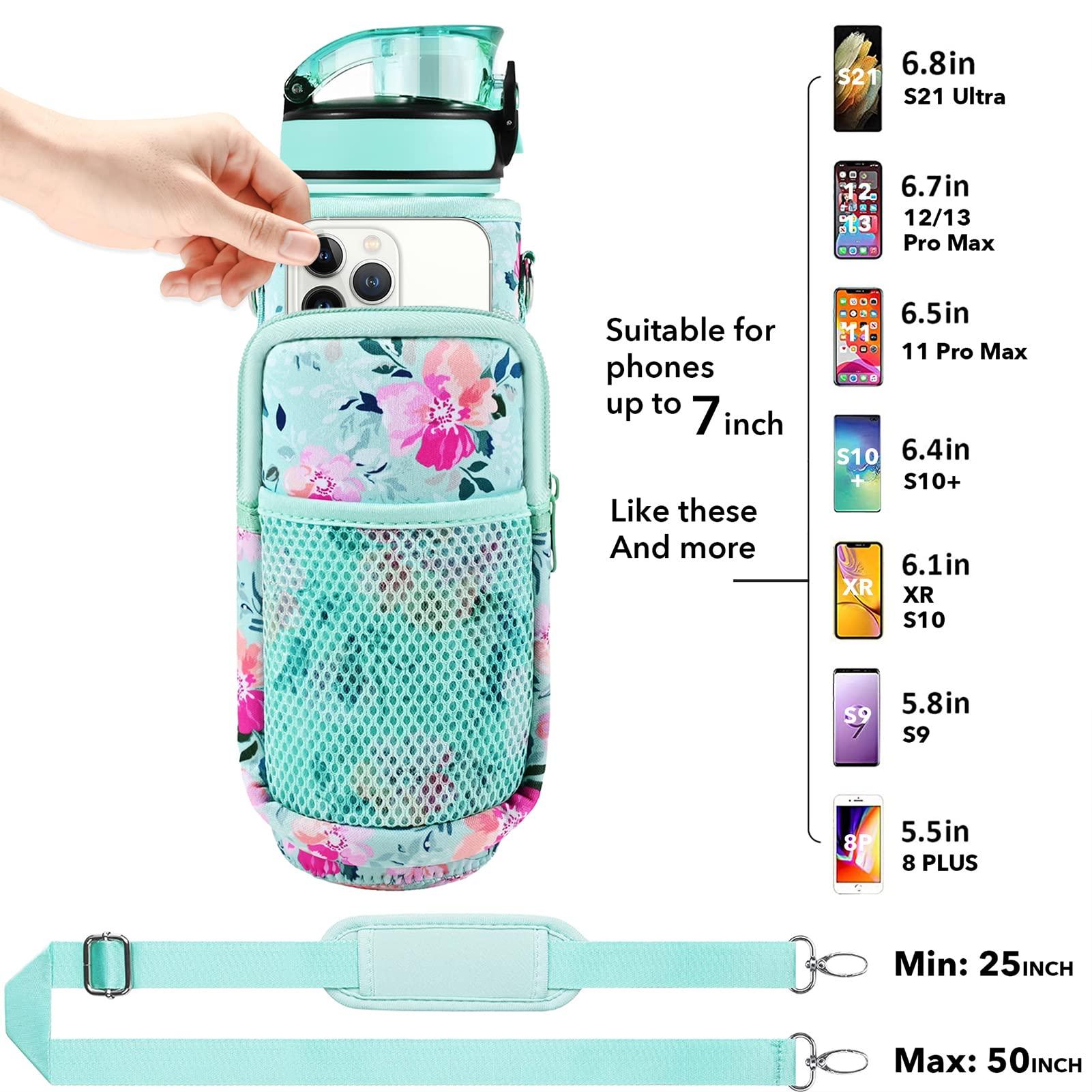 Newfad 32 oz Water Bottles with Straw & Strap, Motivational Water Bottles with Times to Drink, BPA Free Reusable Sports Water Bottle with Sleeve Carrier for Hiking, Travel, Running or Fitness - Image 3