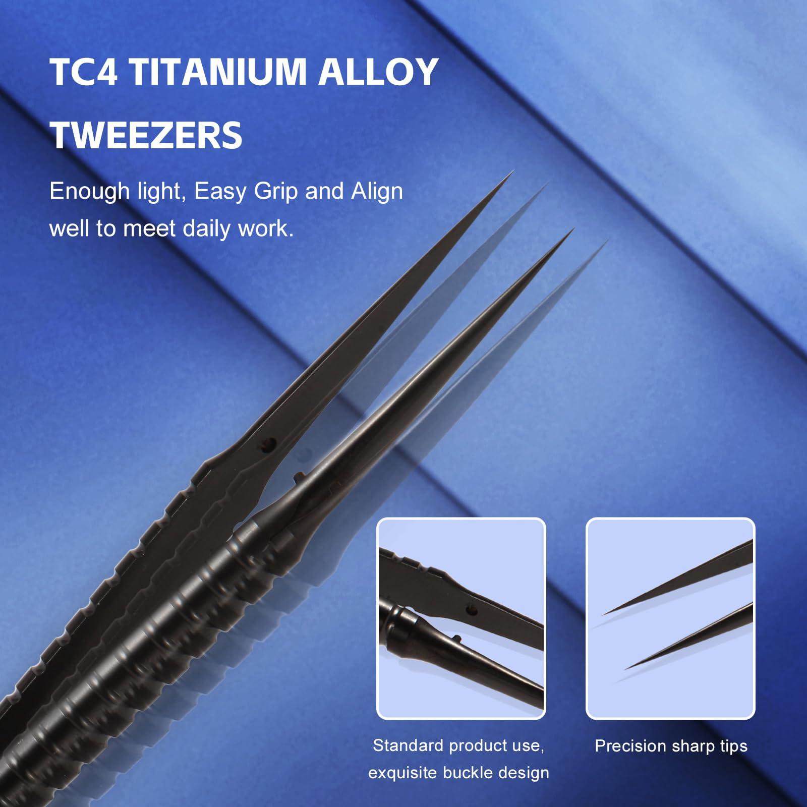 WEDOFIX Ultra Fine Precision Titanium Tweezers with Sharp Tips Non-magnetic Anti-corrosive Black Tweezers for Micro Soldering Work Electronics Jewelry Making - Image 5