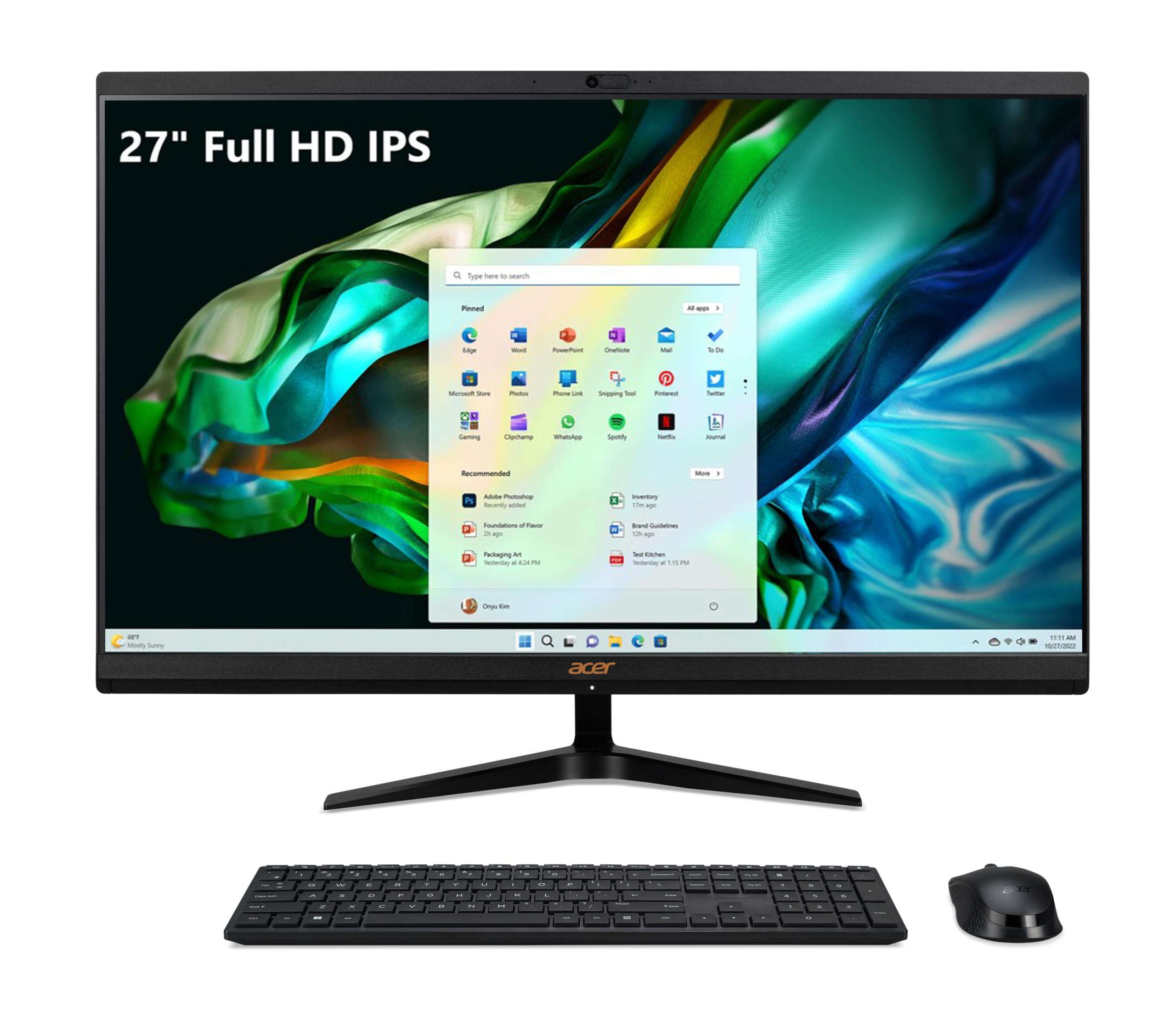 acer Aspire C27-1800-UR12 AIO Desktop | 27 Inch Full HD IPS Display | Intel Core i5-12450H | UHD Graphics | 16GB DDR4 | 1TB PCIe Gen 4 SSD | Wireless Wi-Fi 6E | Wireless Keyboard & Mouse