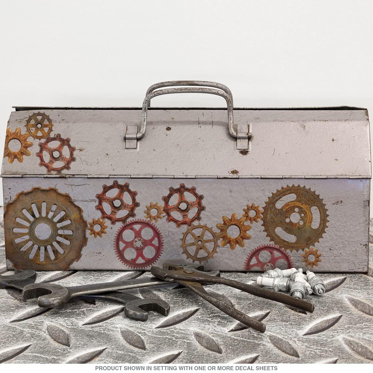 Retro Planet.com - Gears Hardware Vinyl Sticker Set, Steampunk Industrial Cogs Peel and Stick Decals, Laptop, Car, Locker, Notebooks, Planners, Water Bottles (Set of 19, from 1.25” to 5.5”) - Image 3