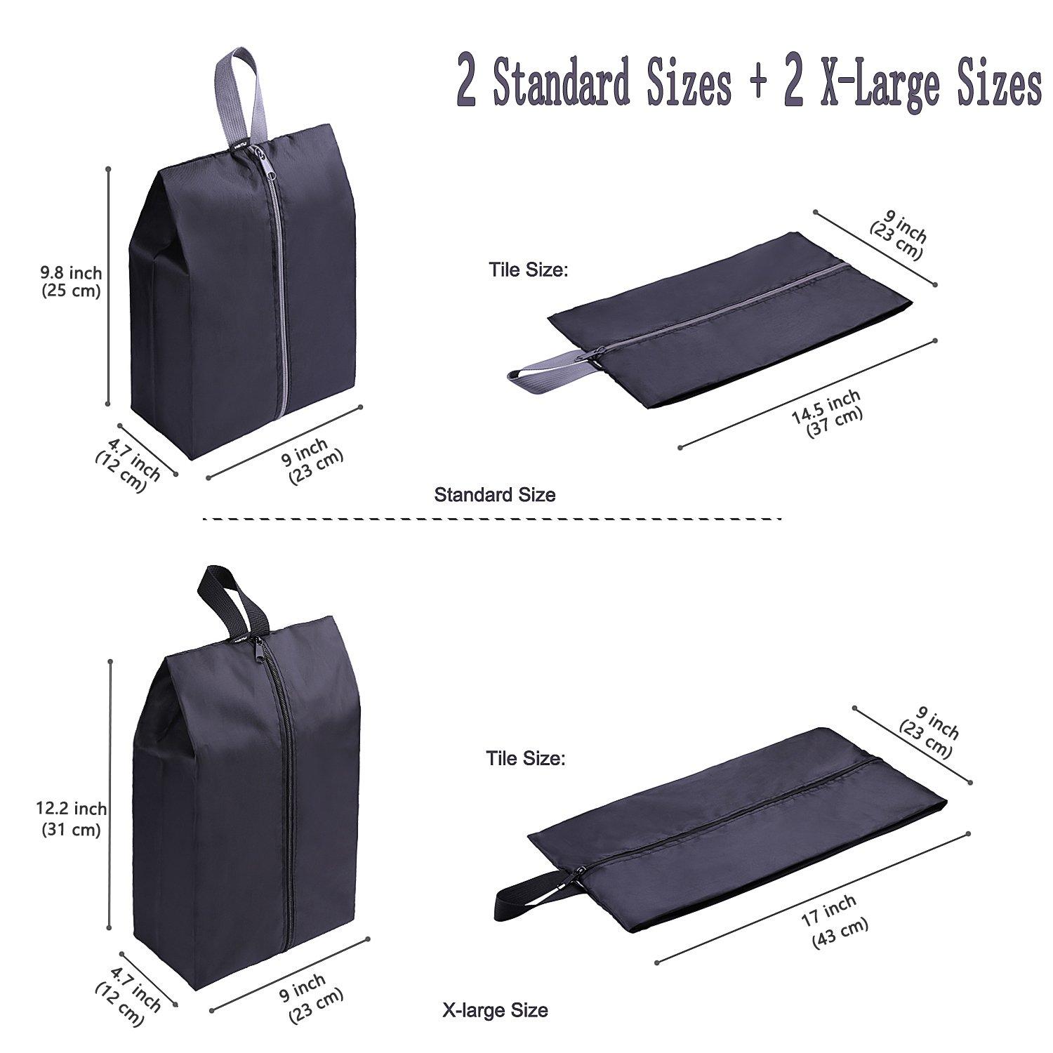 YAMIU Travel Shoe Bags Set of 4 Waterproof Nylon with Zipper for Men & Women, Black - Image 2