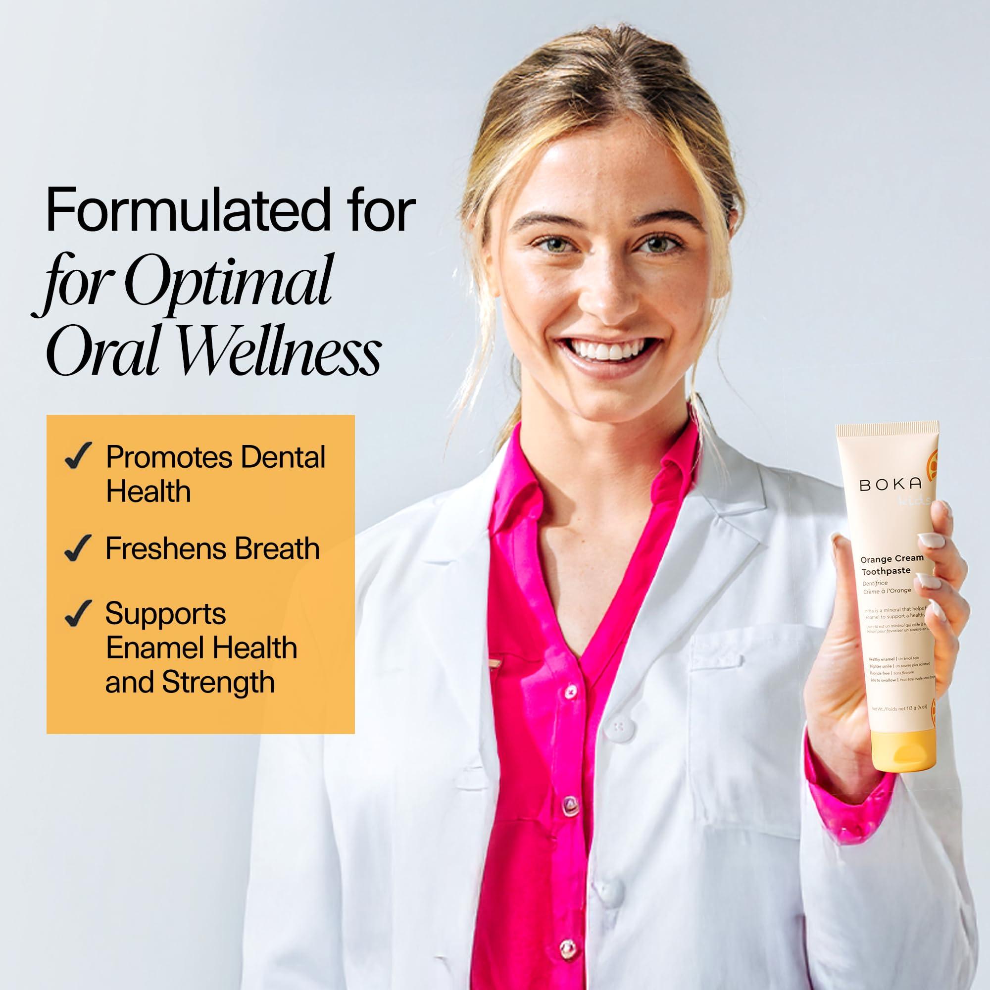 Boka Fluoride Free Toothpaste Nano Hydroxyapatite, Helps Remineralize, Appropriate for Sensitive Teeth, Whitening - for Adult, Kids Oral Care - Orange Cream Flavor, 4oz 1Pk - US Manufactured - Image 5