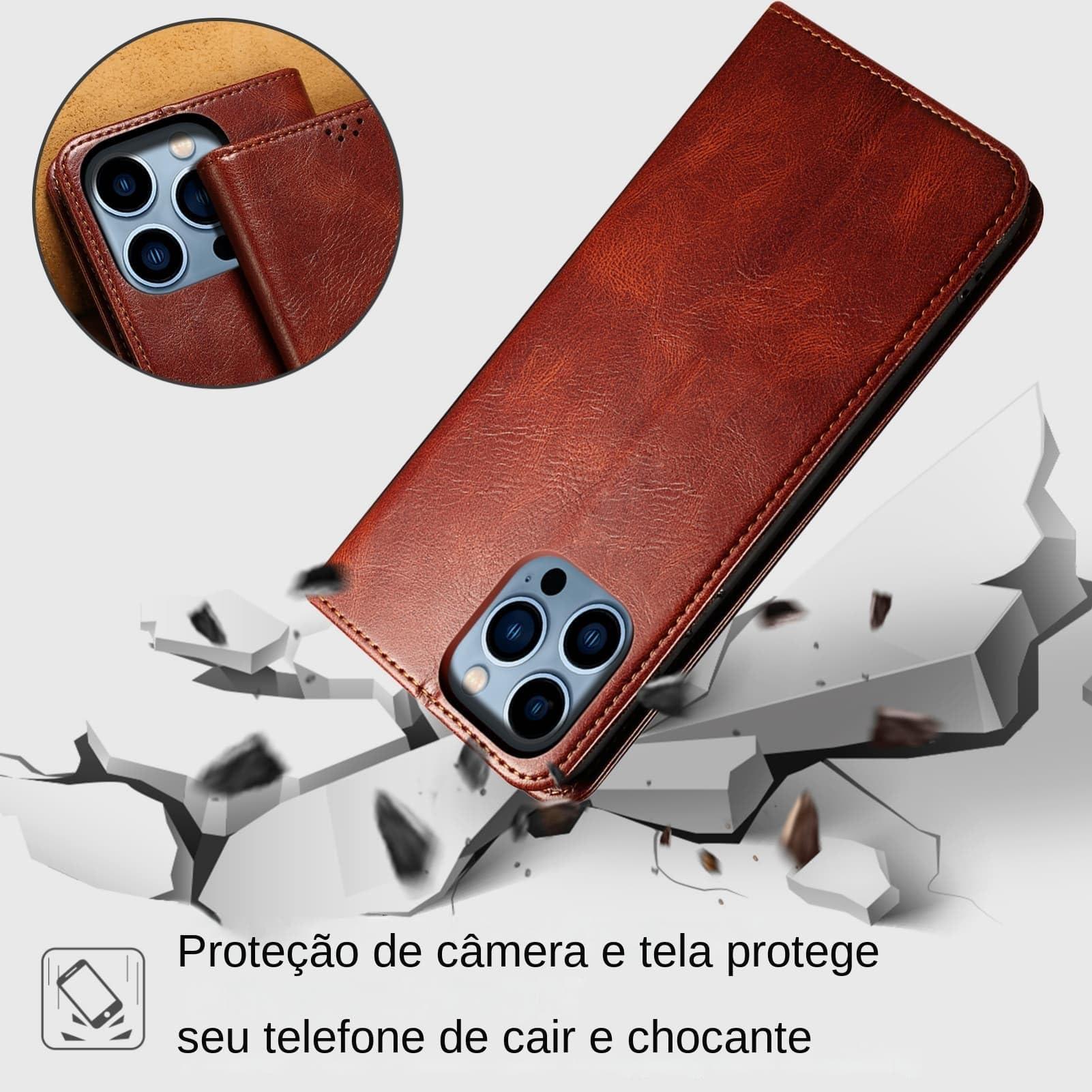 GuluGuru for iPhone 16 Pro Max Waxy Leather Phone Case, Retro Oil Wax Style with Stitching Folio Flip Ultra Thin Slim Magnetic Cover, Multi Hidden Credit Card Holder Cash Slot, Stand Support - Image 7
