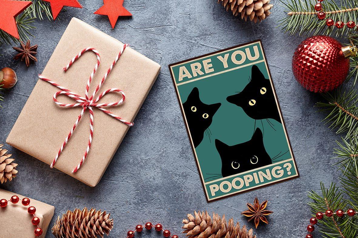 Funny Black Cat Wall Art - "Are You Pooping?" Vintage Bathroom Decor Poster - Retro Gothic Home Decor for Apartment or House, 8 x 12 Inch (918) - Image 7