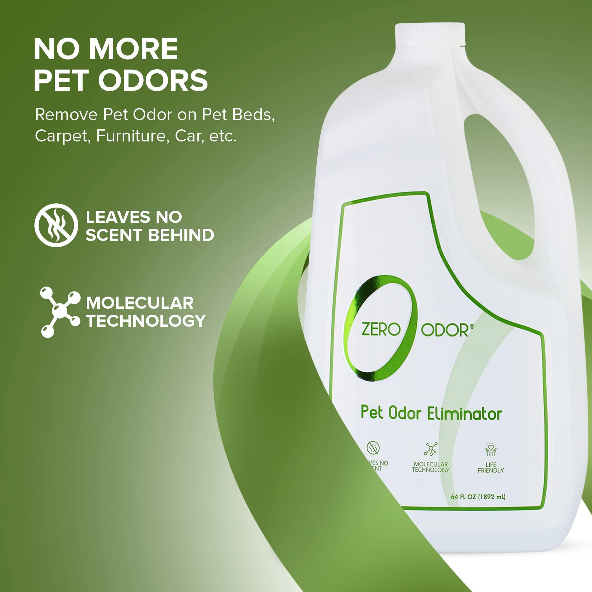Zero Odor - Pet Odor Eliminator for strong odor, Eliminate Air & Surface Odors – Patented Molecular Technology Best For Carpet, Furniture, Beds Smell Great Again, 64oz Refill - Image 2