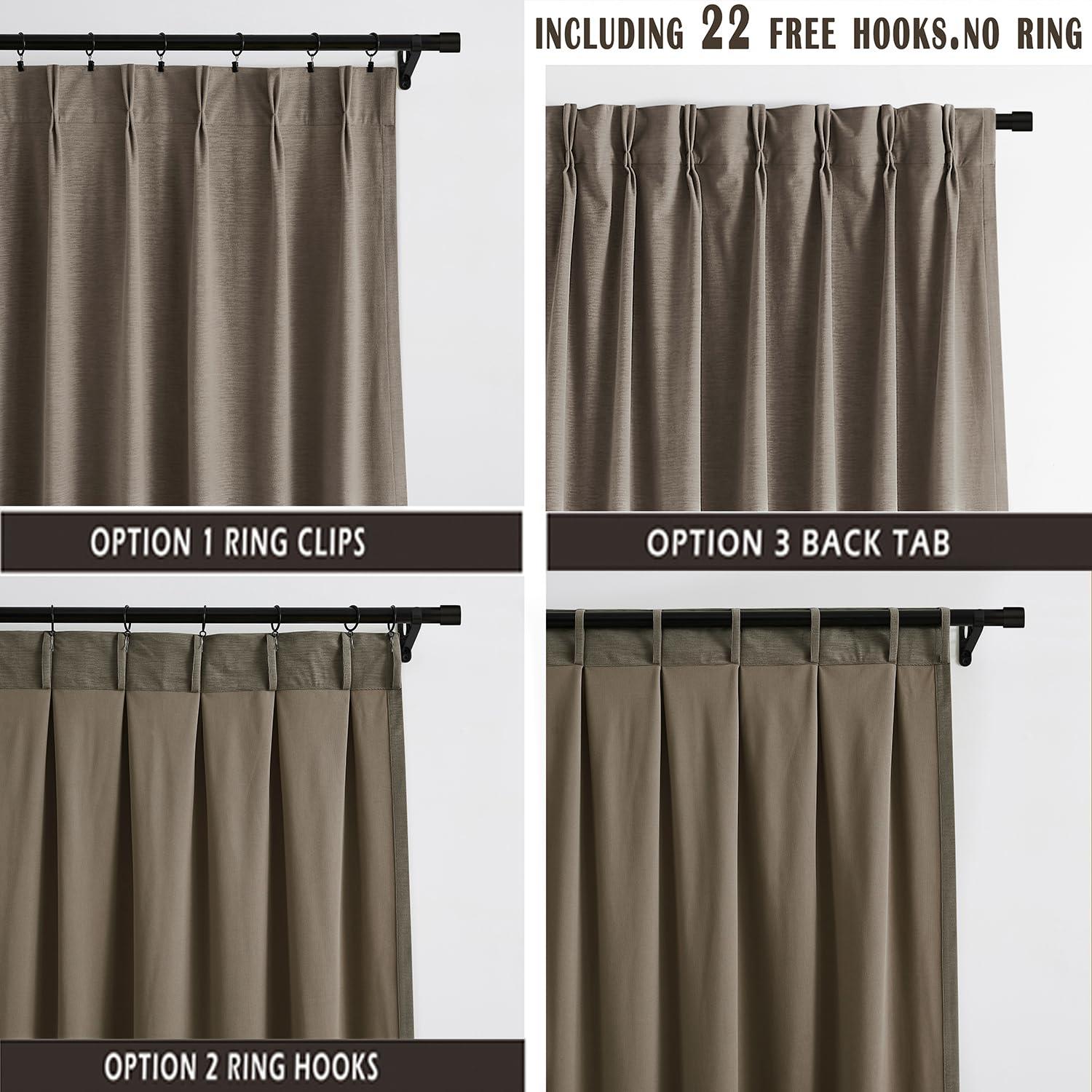 Kayne Studio Back Tab Velvet Pinch Pleated Curtains 84 Inch Long,Room Darkening Thermal Insulated Noise Reducing Window Treatments Drapes for Living Room, Mocha Tan,22 Hooks,2 Panels,38" x 84" - Image 4