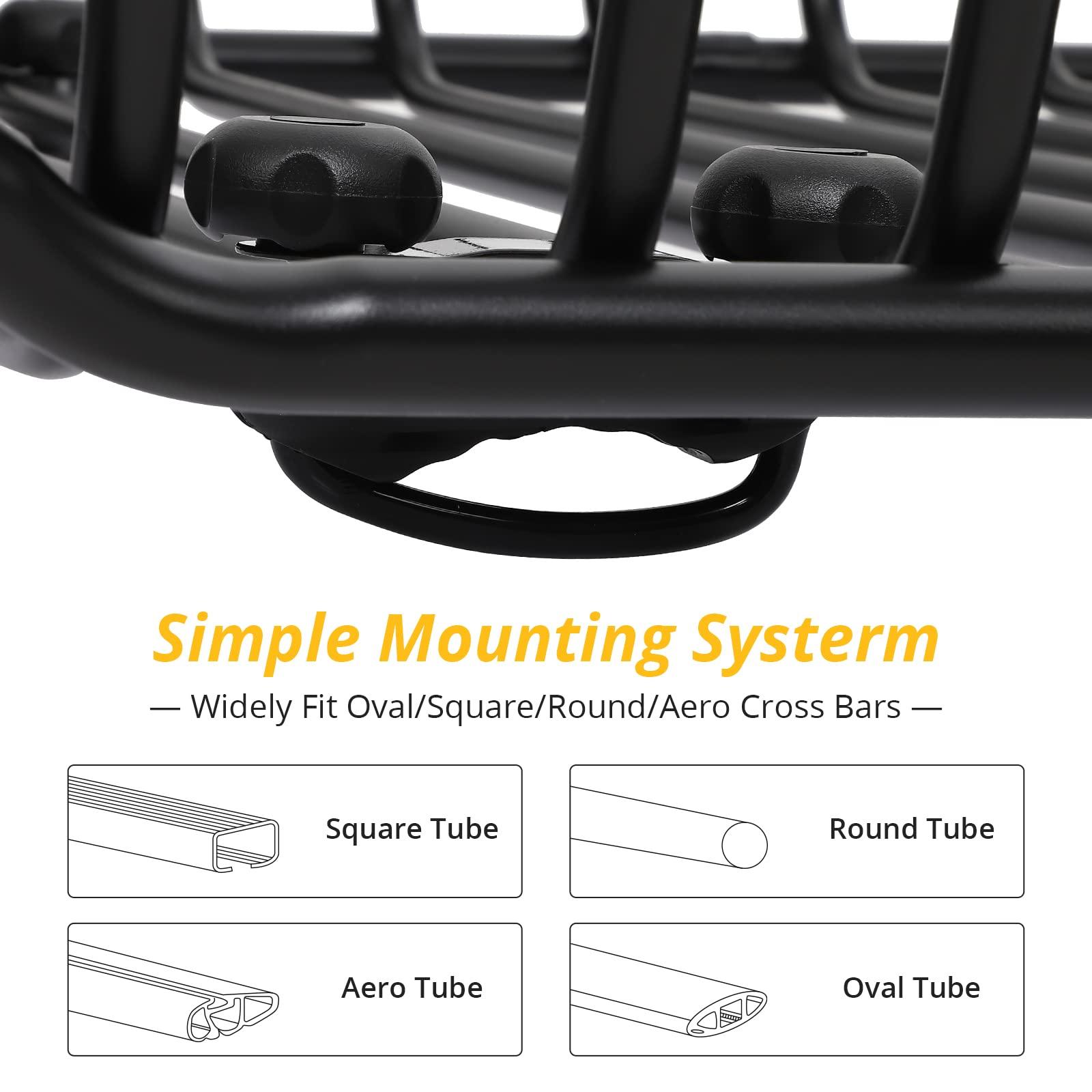 GARVEE Roof Rack Basket, 50" Rooftop Cargo Carrier Basket with 220 LBS Weight Capacity, Car Top Luggage Holder Carrier Basket for SUV, Truck - Image 2