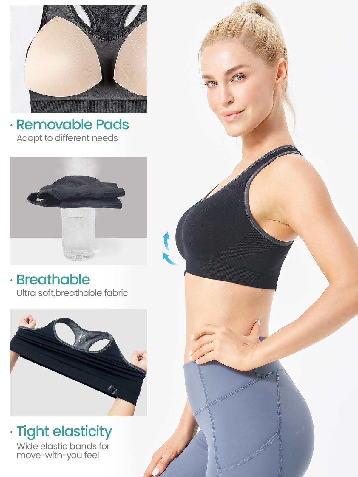 FITTIN Racerback Sports Bras for Women - Padded Seamless Support Bra for Yoga Gym Workout Fitness - Image 4