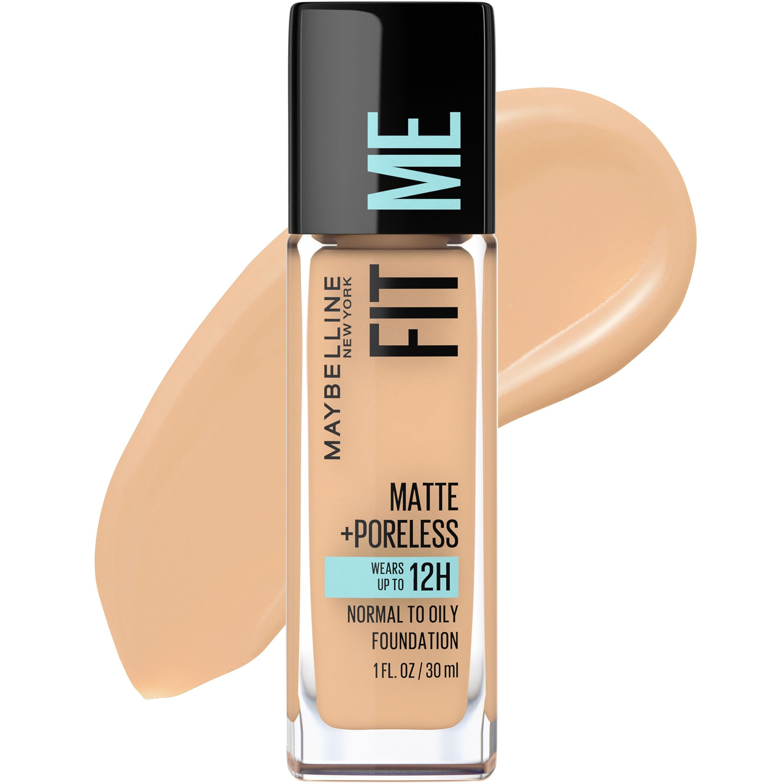 Maybelline Fit Me Matte + Poreless Liquid Oil-Free Foundation Makeup, Natural Beige, 1 Count (Packaging May Vary)