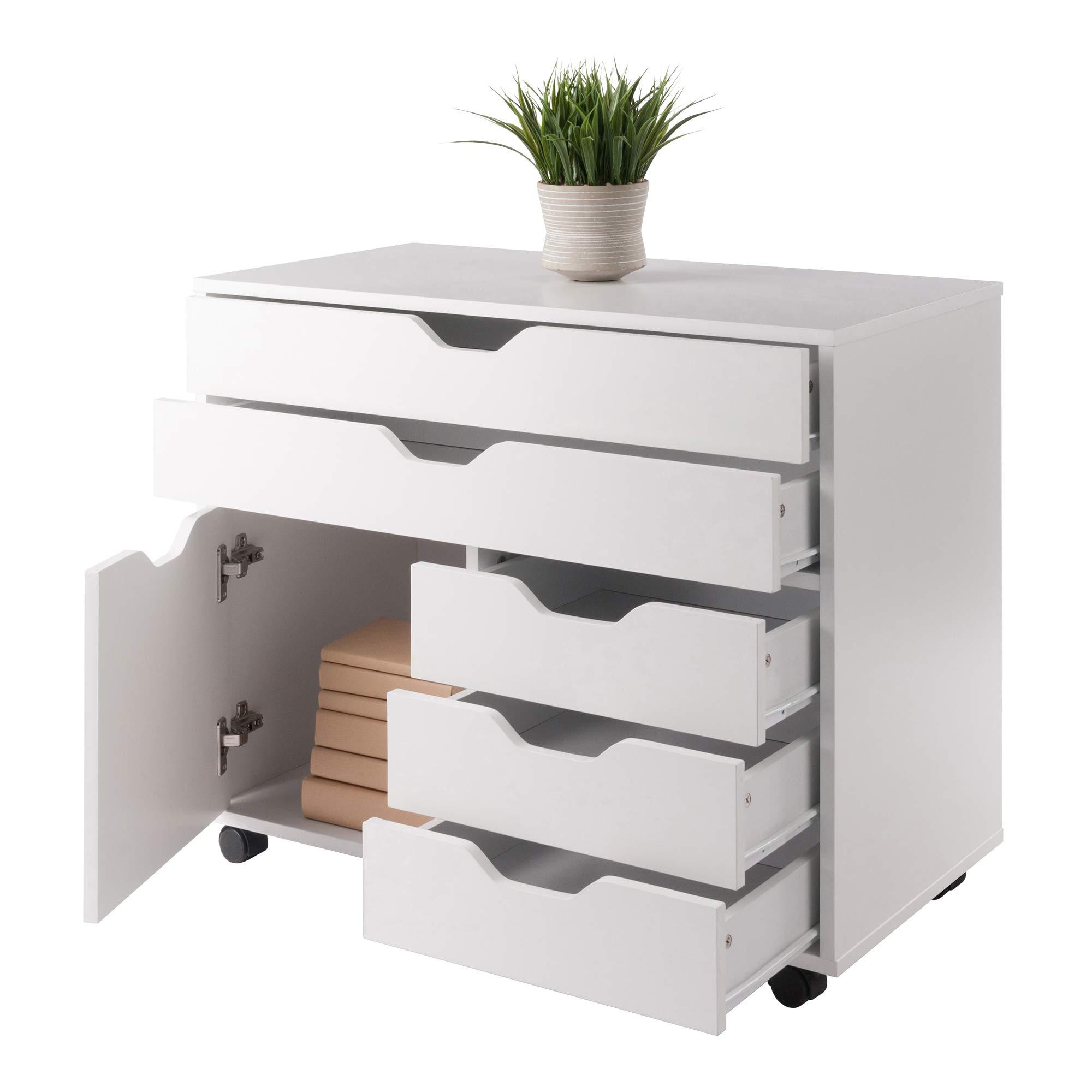 Winsome Halifax 3-Section Mobile Cabinet with 5 Drawers, for Living Room, Home Office, White - Image 10