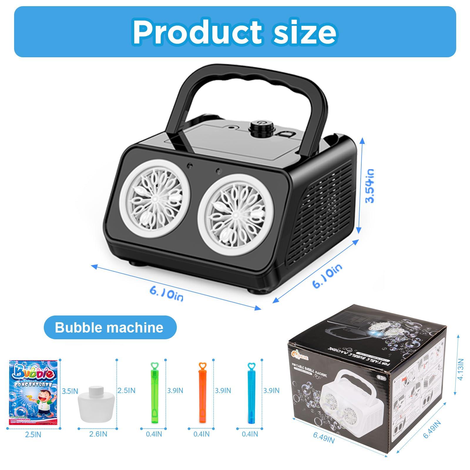 SHCKE Automatic Bubble Machine Upgrade Bubble Blower with 2 Fans,Plug in or Battery Operated Portable Bubble Maker,20000+ Bubbles Per Minute Bubbles for Outdoor Wedding Birthday Party - Image 2