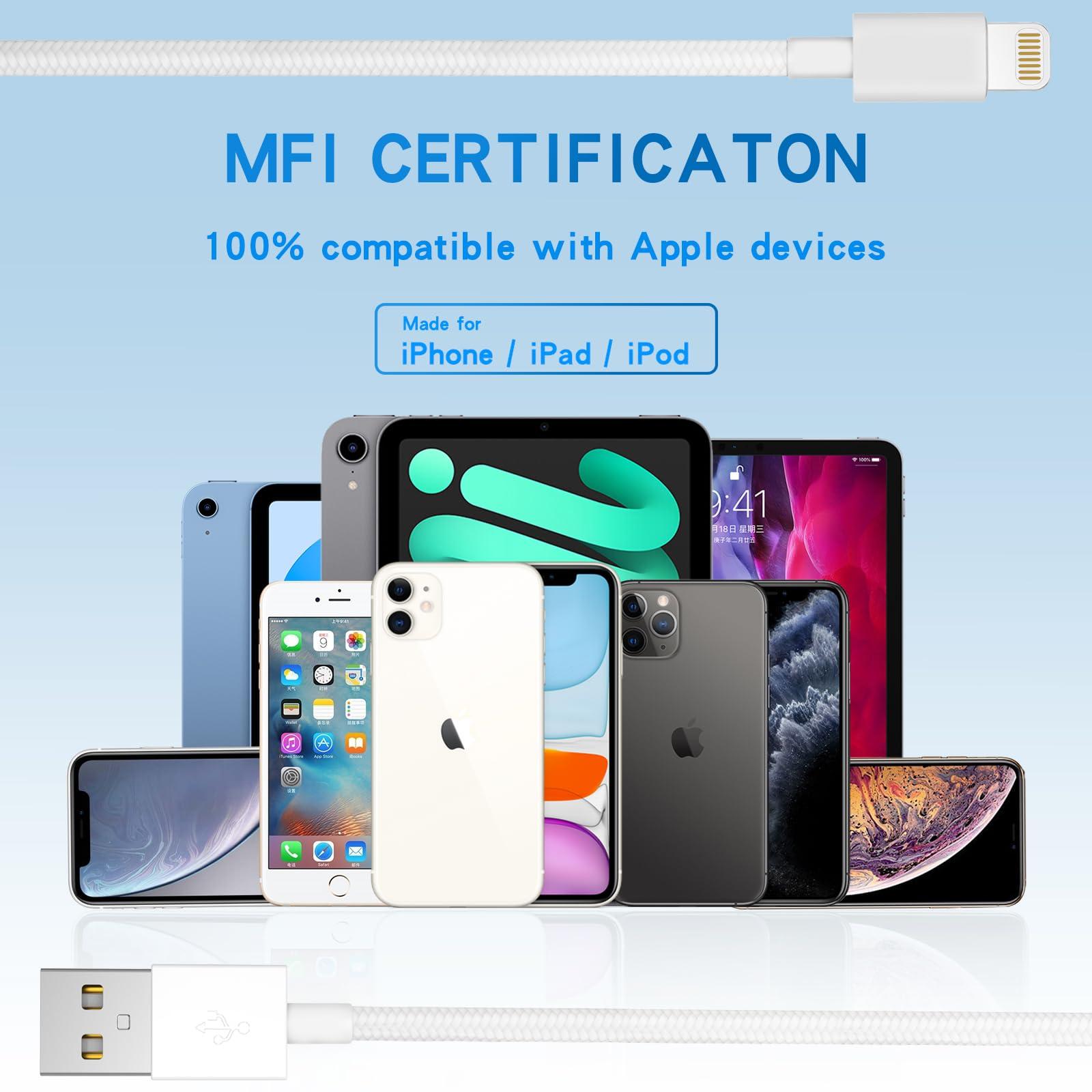 iPhone Charger Cord, [Apple MFi Certified] Lightning Cable, 6Pack (3/3/6/6/6/10 FT) Nylon Braided USB Charging Cable for iPhone 14/13/12/11 Pro Max/XS MAX/XR/XS/X/8/7/6s Plus, iPad - Image 5