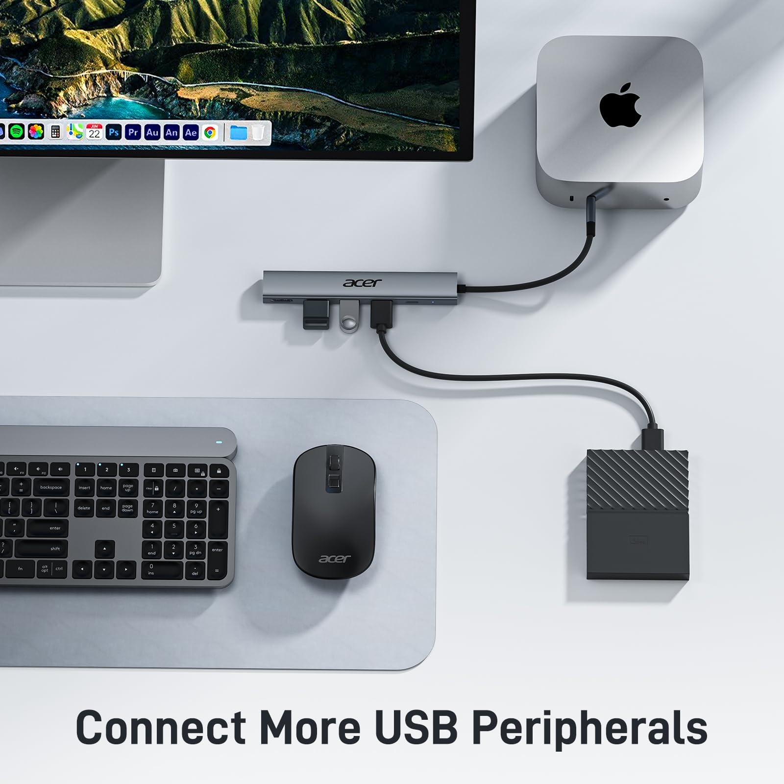 Acer 5 in 1 USB C Hub with 4K HDMI, 100W Power Delivery, 3 USB A Data Ports, USB C to HDMI Multiport Adapter for Laptop, PC, Tablet, MacBook Air, iPad Air, iMac, iPhone 15/16 Pro/Pro Max - Image 3