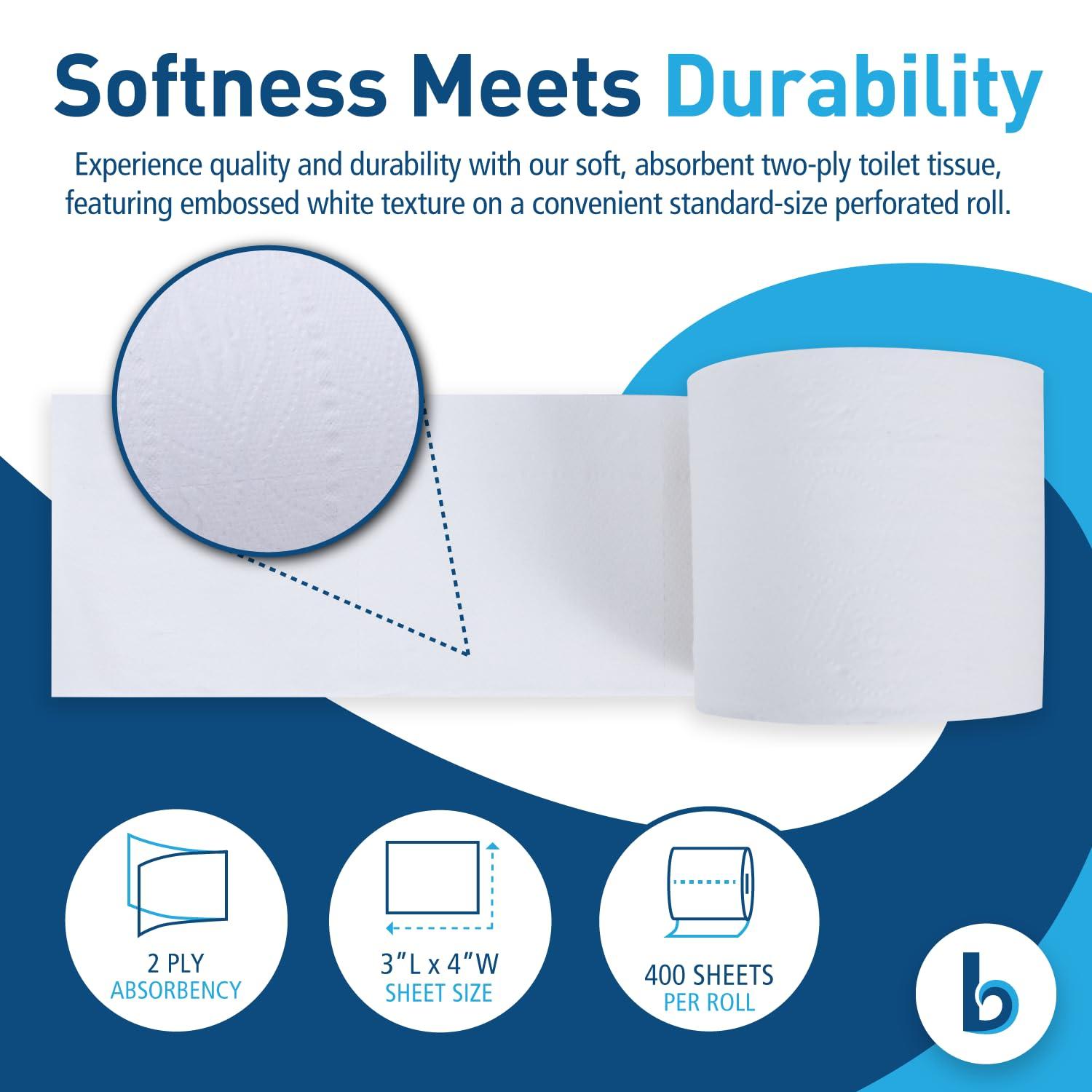 Boardwalk B6144 2-Ply Septic Safe Toilet Tissue - White (96/Carton) - Image 3
