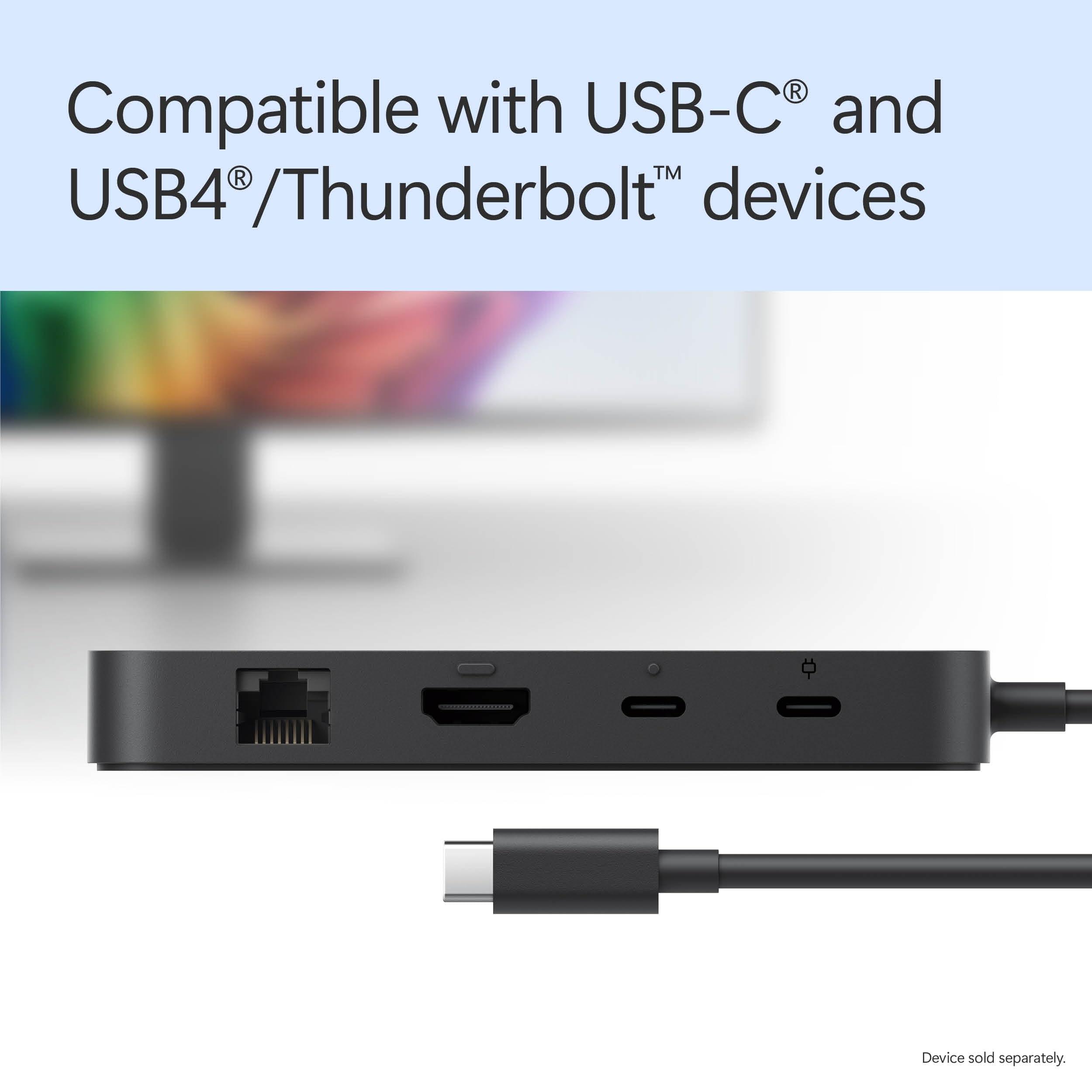 Microsoft Surface USB4 Dock – Gigabit Ethernet, USB C to 2xUSB-C/1xUSB-A/HDMI (65W Power Delivery) - Black - Image 4