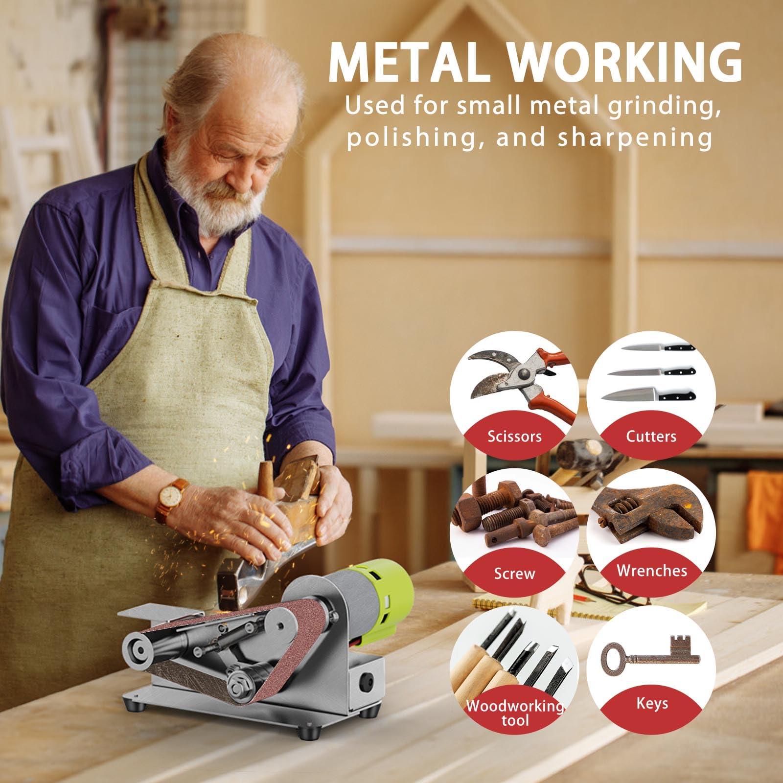 Mini Belt Sander, 7 Adjustable Speed Electric Knife Sharpener, 15 Degree Belt Grinder, Power Belt Sander for Metal Working and Woodworking - Image 5