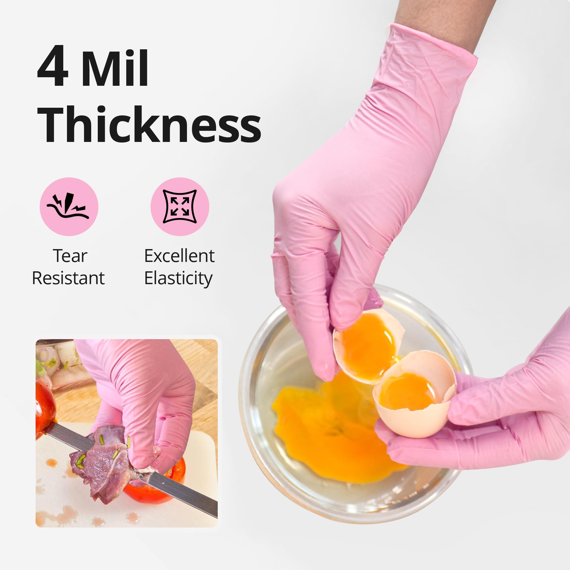 SwiftGrip Nitrile Exam Gloves, 4 Mil, Cherry Blossom, Food Safe Gloves Disposable Latex Free, Powder Free - Image 2