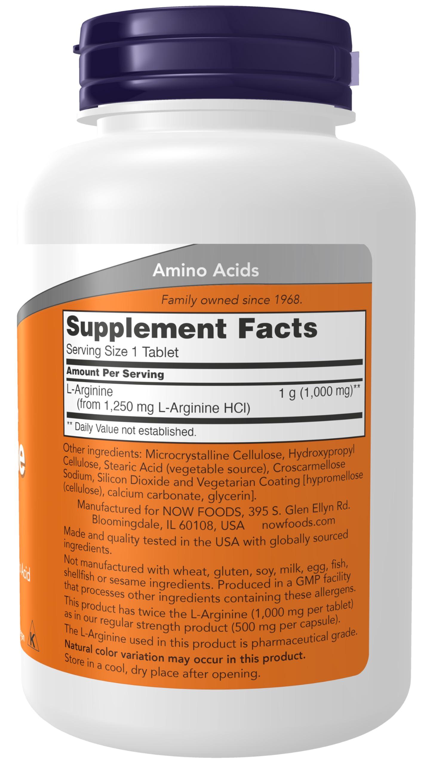 NOW Foods Supplements, L-Arginine 1,000 mg, Nitric Oxide Precursor*, Amino Acid, 120 Tablets - Image 2