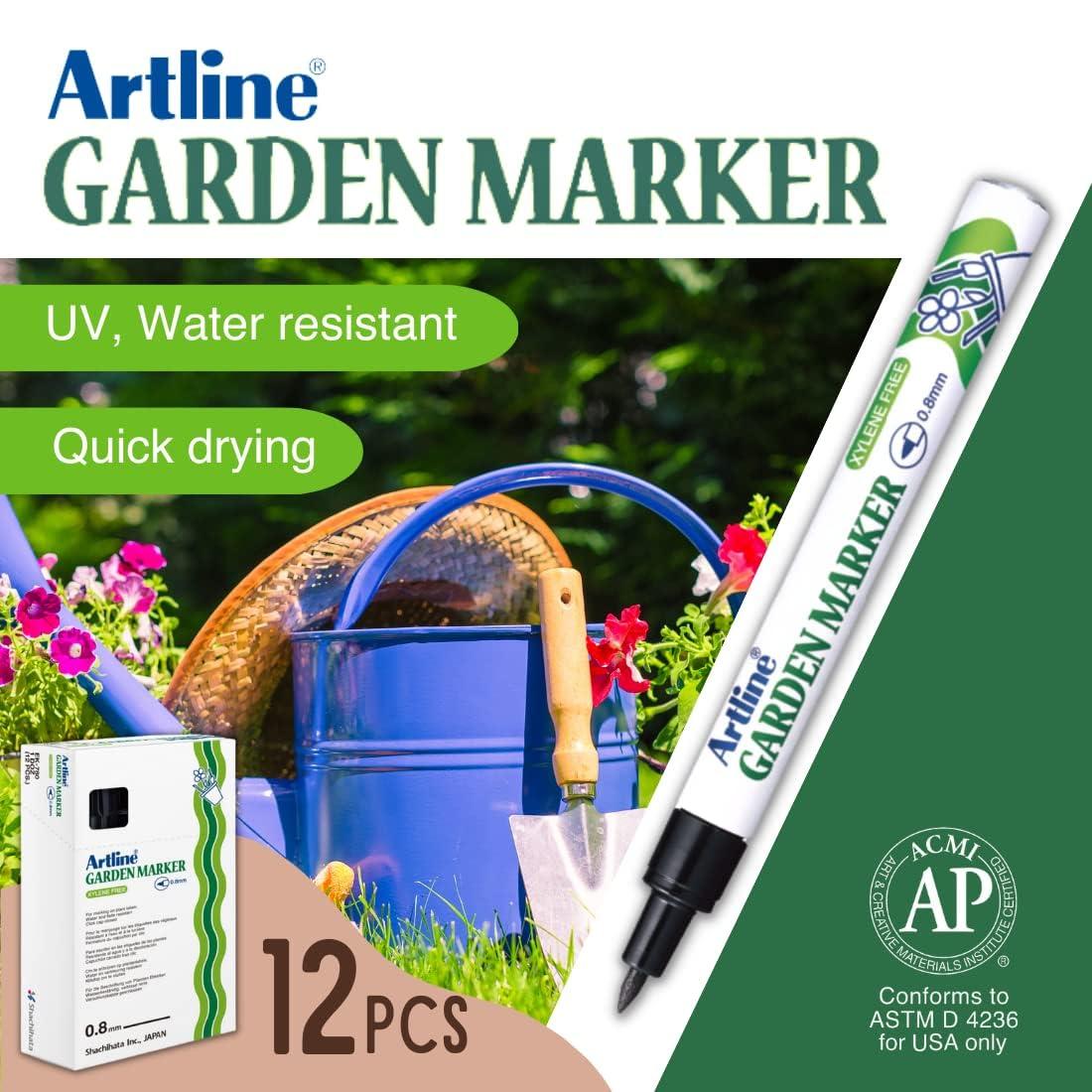 Artline EK-780 Garden Markers, 0.8 mm Writing Width, UV Resistant, Waterproof Permanent Markers Ideal for Plant Labels, Quick-Dry Garden Marker for Plants Outdoor & Indoor Use - Black, 12 Pack - Image 2
