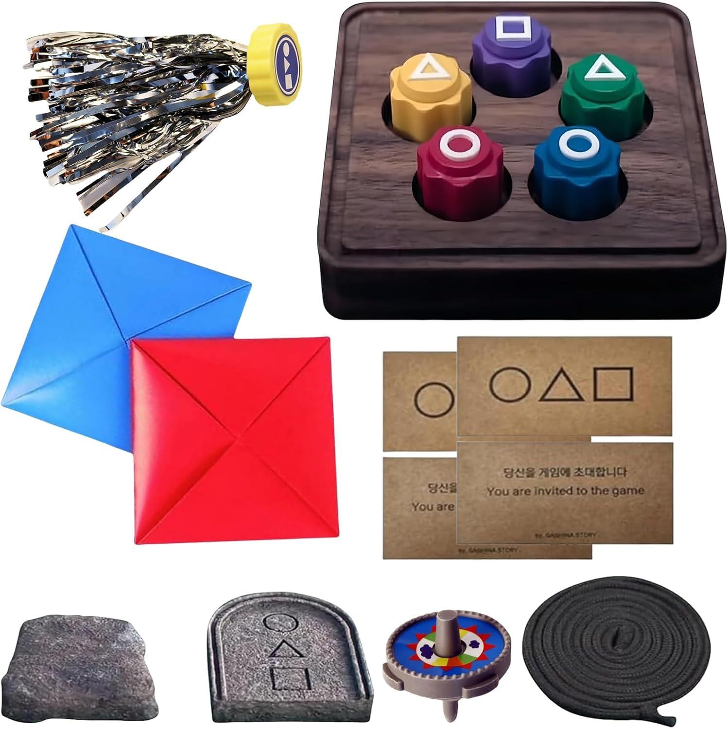 Gonggi Korean Game, Korean Traditional Play Game Set, Jebi chagi Gonggi Stone catching Biseokchigi Paeng-y DDAKJI Family Party Game Collections
