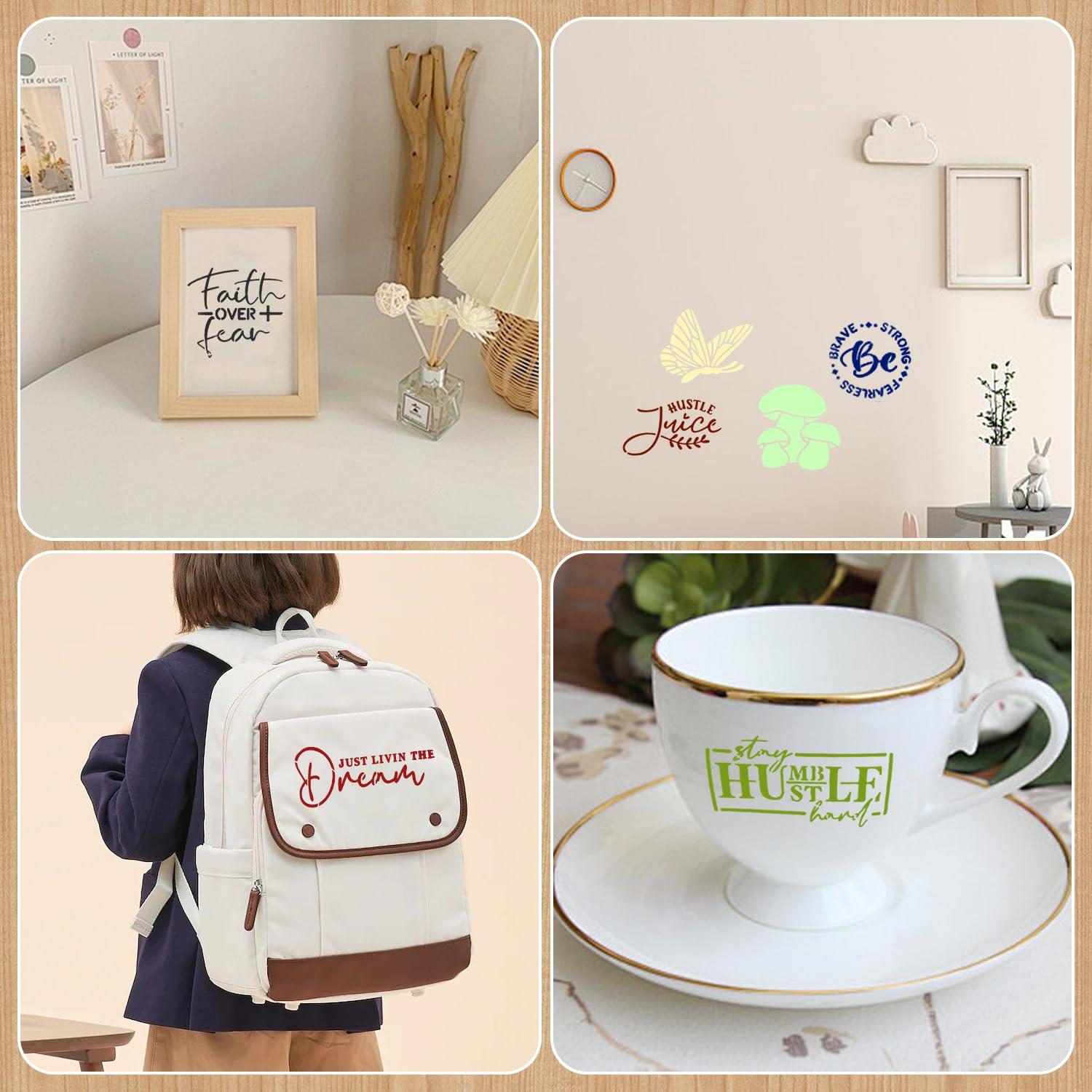 20 PCS Artistic Word Stencils, 4 Inch Inspirational Word Reusable Plastic Paint Templates, Quote Phrase Sayings Stencils Set for Painting on Wood Wall Canvas Fabric Paper Home Sign Furniture Canvas - Image 7