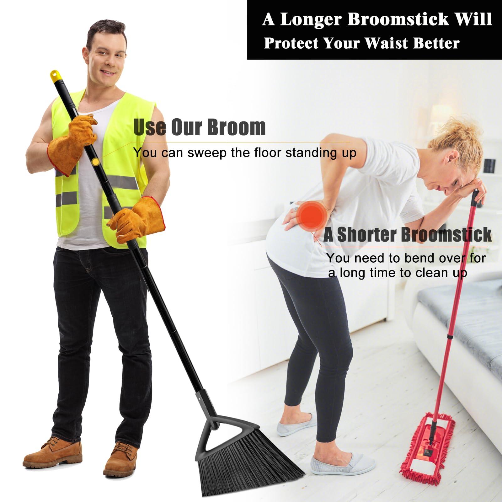 PUTNATRUE Outdoor Angle Broom Indoor,Upgraded Heavy Duty Commercial Brooms,Black Broom for Sweeping House,Restaurant,Kitchen,Garage,Courtyard - Image 6