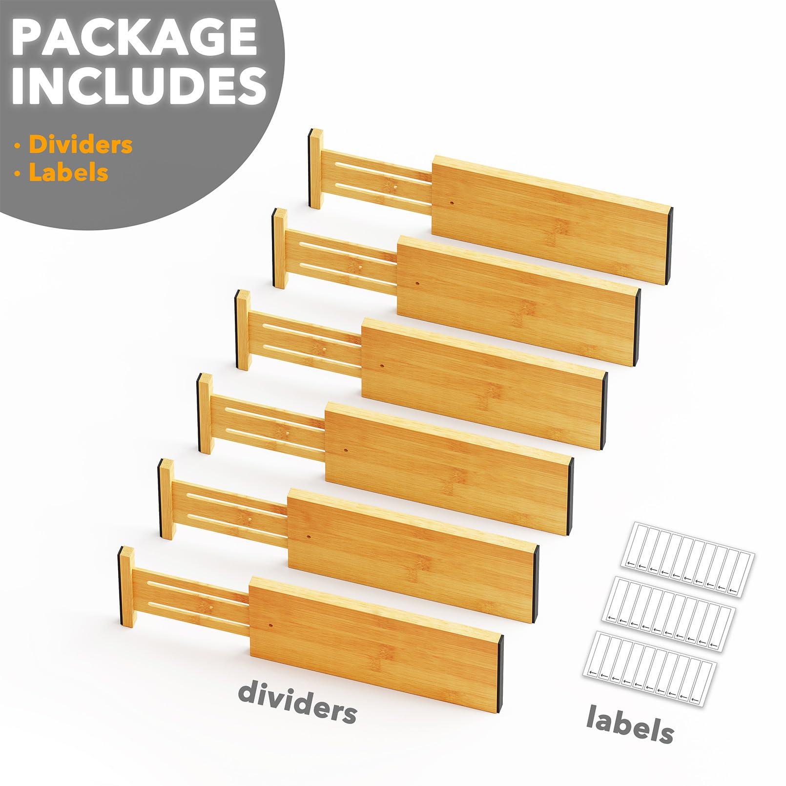 SpaceAid Bamboo Dresser Drawer Dividers 6 Pack, 4.65“ High Adjustable 12.5“-17” Drawer Organizers, Expandable Organization for Clothing, Clothes, Dressers, Natural - Image 7