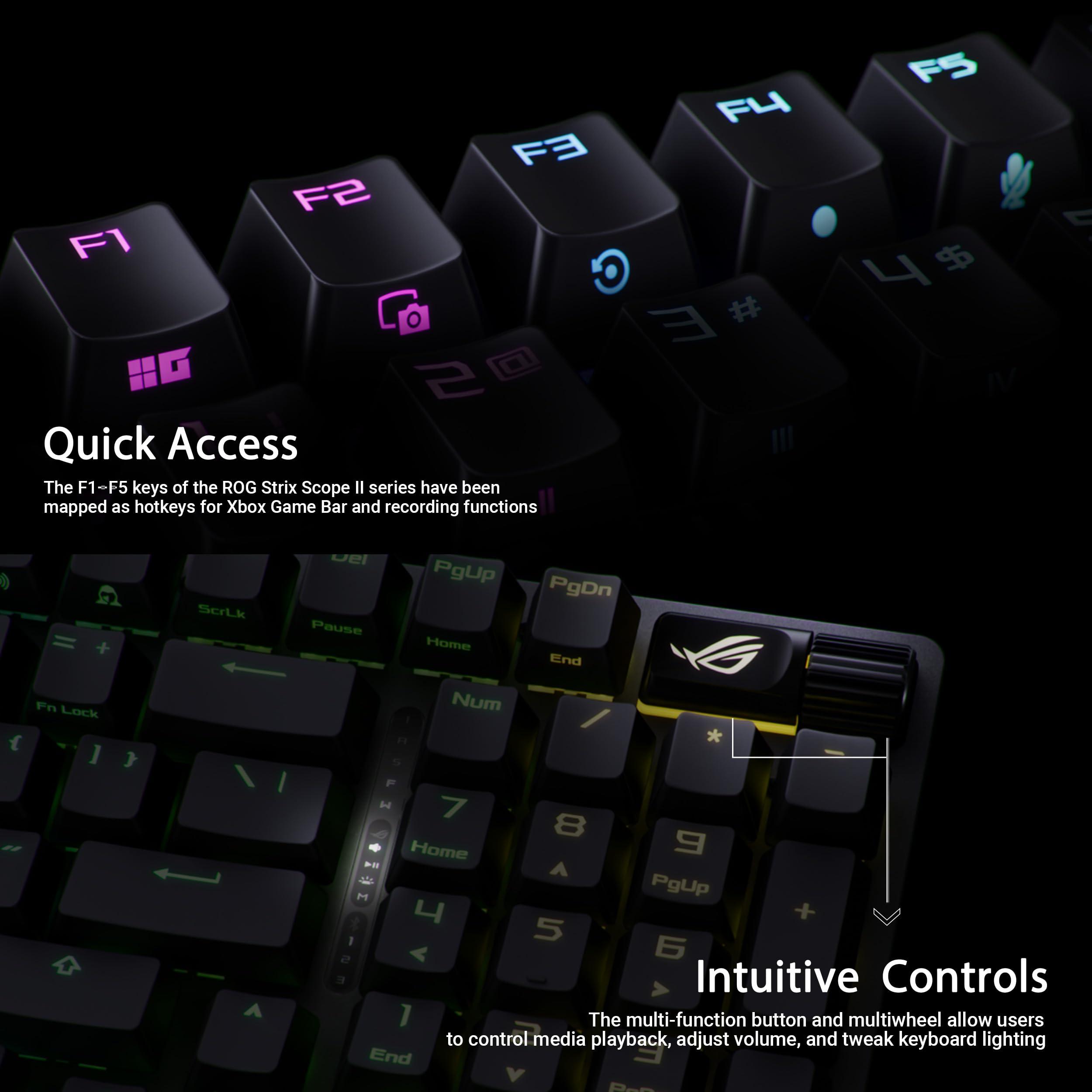 ASUS ROG Strix Scope II 96 Wireless Gaming Keyboard, Tri-Mode Connection, Dampening Foam & Switch-Dampening Pads, Hot-Swappable Pre-lubed ROG NX Snow Switches, PBT Keycaps, RGB-Black - Image 6