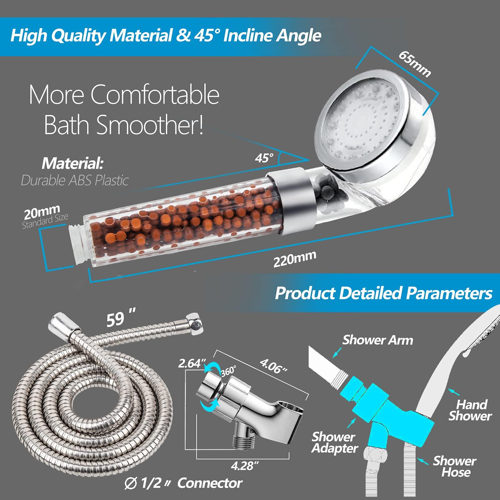 FASTRAS LED Shower Head with Handheld, High Pressure Shower Head with Hose, Holder & PTFE Tape etc, 3 Water Temperature-Controlled Water Saving Filtered Shower Head for Dry Hair& Skin - Image 5