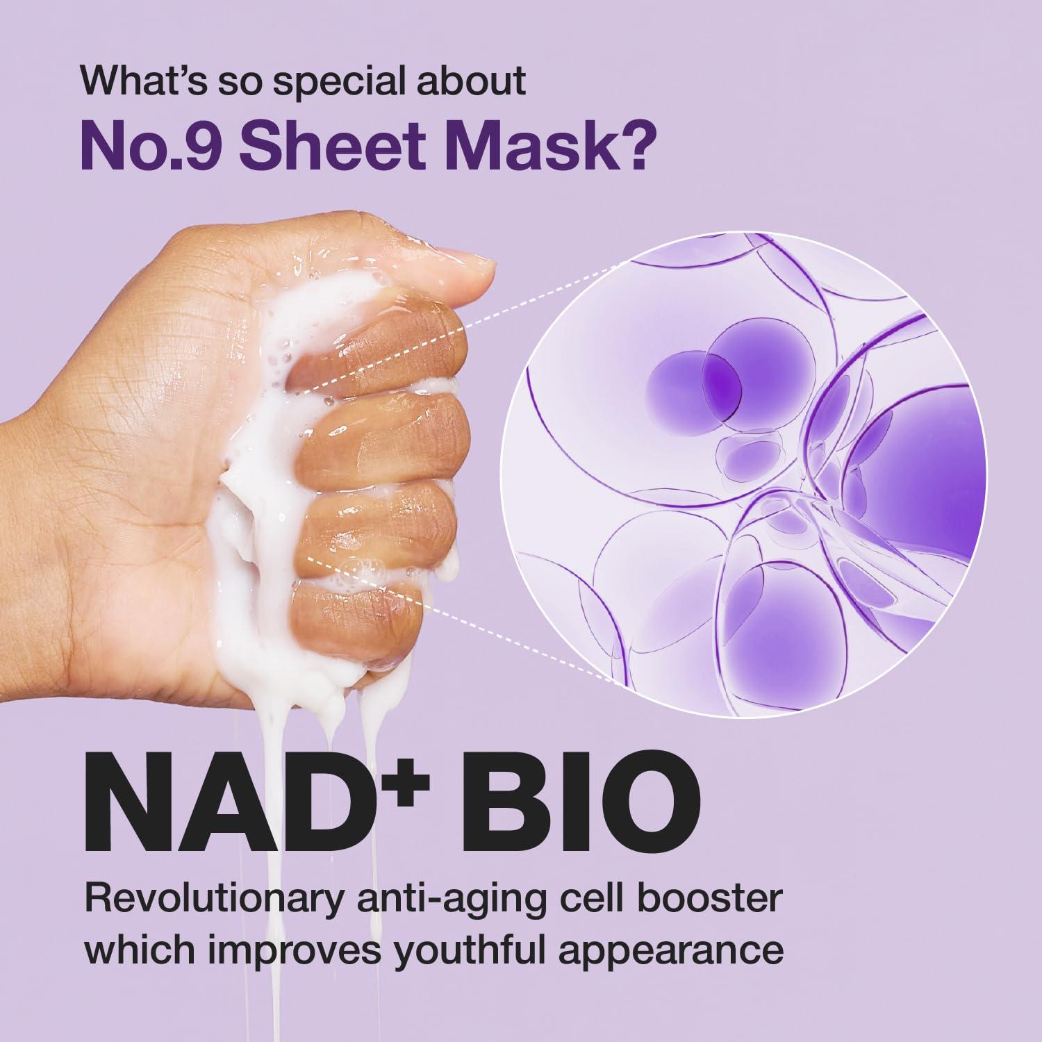 numbuzin No.9 Sheet Mask | NAD+ BIO Lifting-sil Full Face Mask | Improves Jawline, Jowls, Wrinkles, Neck Lines | Peptides, NAD+, Collagen | Skin Firmness | 4 Sheets + Lifting Band - Image 6