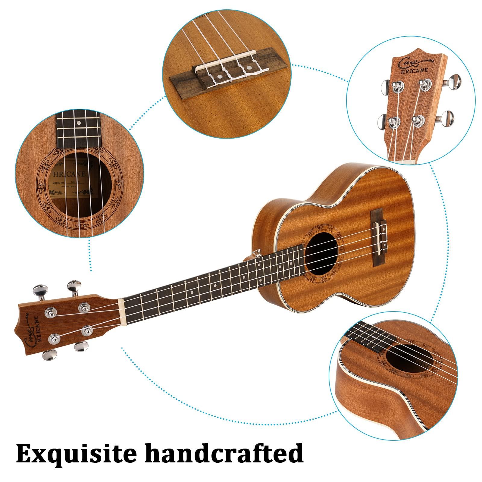 Hricane Concert Ukulele 23 inch UKS-2, 4 Strings Ukeleles For Beginners, Sapele Hawaiian Ukele with Ukulele Case and Ukele String Set - Image 6