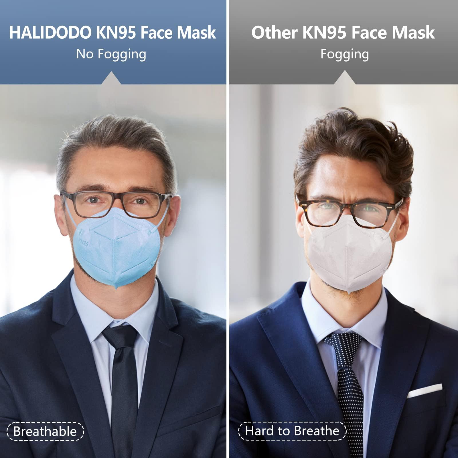 HALIDODO 100 Packs Individually Wrapped KN95 Face Mask 5-Ply Breathable & Comfortable Filter Safety Mask, Black - Image 5
