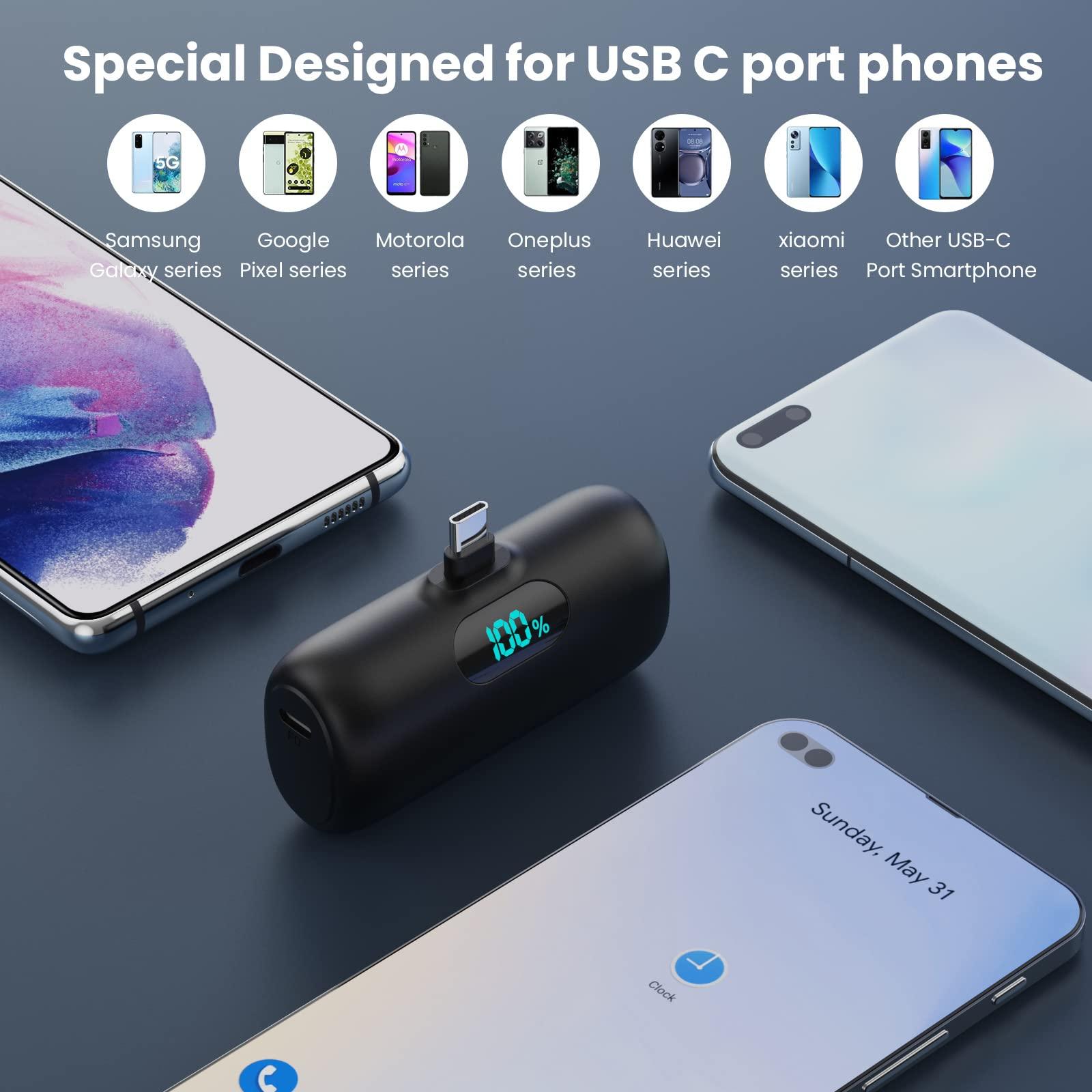 Mini Portable Charger 5000mAh Power Bank,15W PD USB C Cell Phone Portable Power,LCD Display Battery Pack Compatible With iPhone 16/15/15 Plus/15 Pro/15 Pro Max/Android/Samsung/Moto/LG(Type-C Only) - Image 4