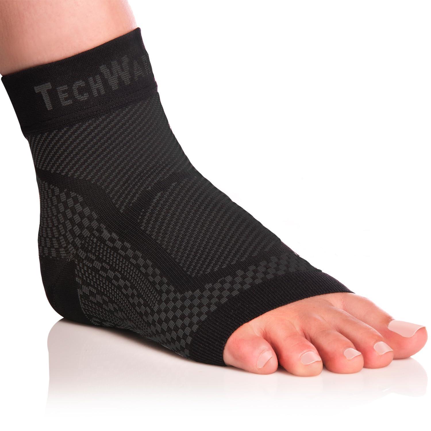 TechWare Pro Ankle Brace Compression Sleeve - Plantar Fasciitis Sock. Relieves Achilles Tendonitis. Foot Arch Support Reduces Joint Pain, Swelling & Heel Spur Pain. Injury Recovery Braces for Sports - Image 3