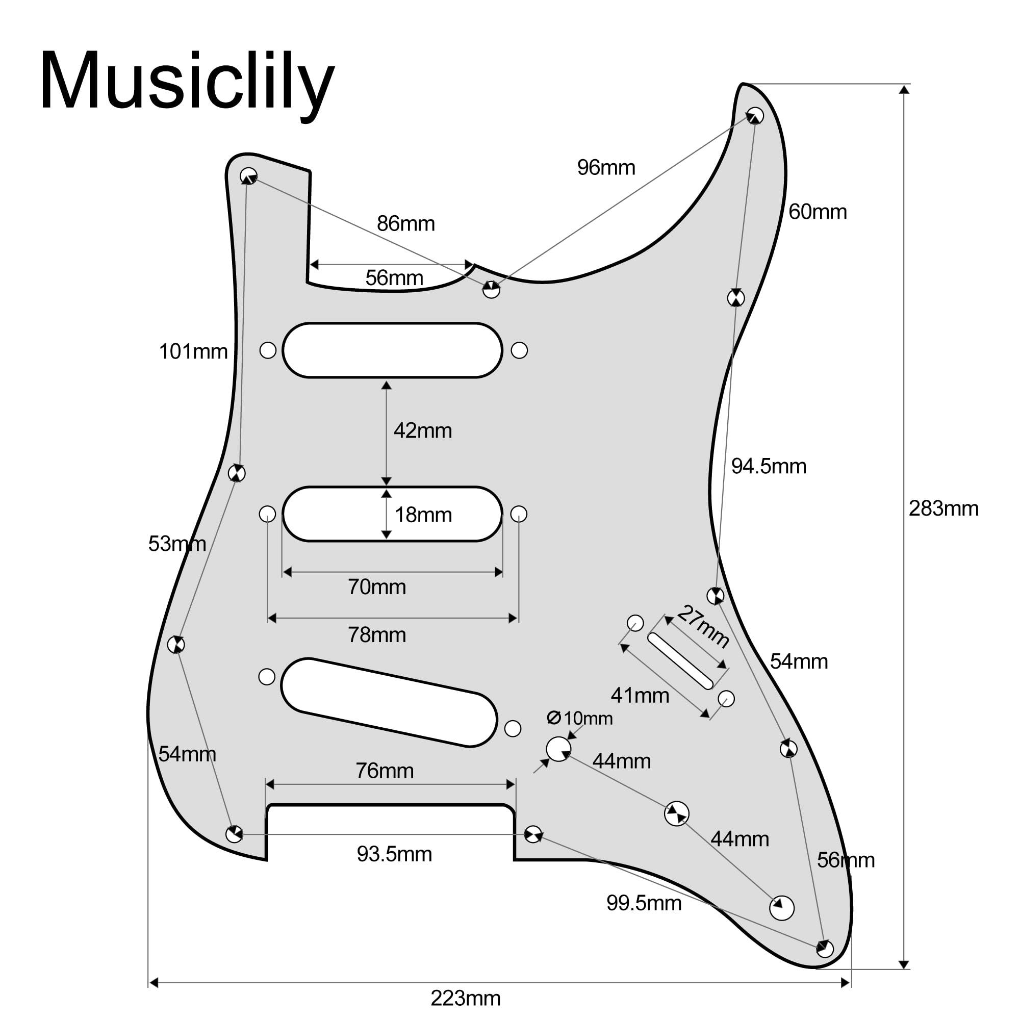 Musiclily Pro-SE ST-DPHA Pre-wired SSS Pickguard with Alnico 5 Mini Rail Humbucker for Strat Style Electric Guitar, 4Ply Tortoise Shell - Image 2