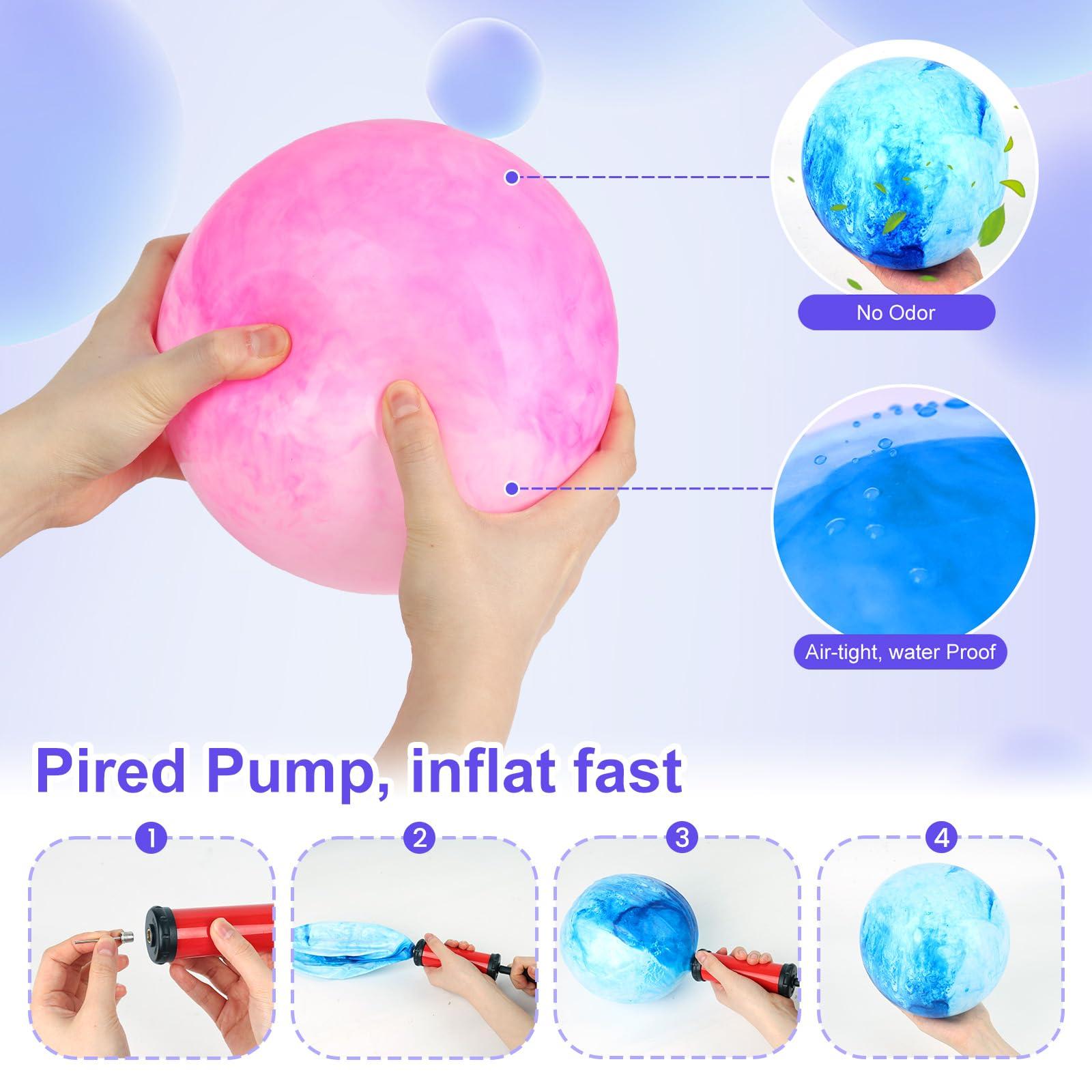AMOR PRESENT 2PCS Inflatable Playground Balls, 8.7 Inch Marbleized Bouncy Balls Rubber Kickballs Giant Dodgeballs, for Indoor Outdoor Ball Games - Image 3