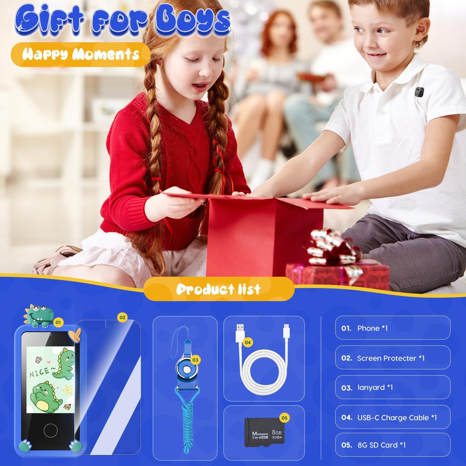 Luyiilo Kids Smart Phone Toys for Boys,Dinosaurs Gift Toys for Boys Ages 3-9 Christmas Birthday Gifts Mini Smart Phone Toys With 2.8" Touchscreen 16 Learning Games Dual Camera Music Player, 8G SD Card - Image 7