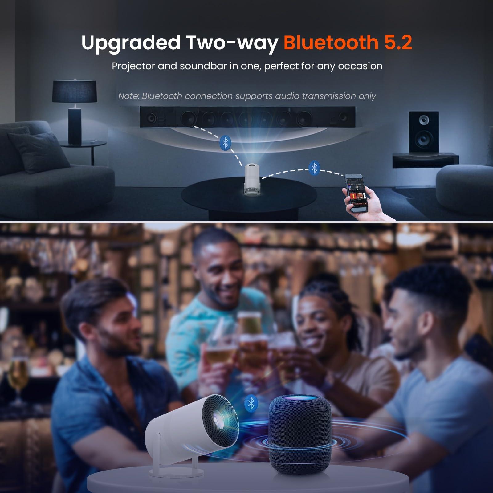【Two-Way Bluetooth 5.2】Tecaki Mini Portable Projector for Home Theater & Outdoor Movies, 4K & 1080P HD Supported, 180° Rotatable Stand, Auto Keystone Correction, Long Lens Life, Electronic Focus - Image 7