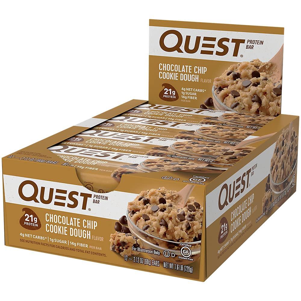 Quest Nutrition Chocolate Chip Dough Cookie Protein Bars, 21g Protein, 1g Sugar, 4g Net Carb, Gluten Free, Keto Friendy, 12 Count - Image 4
