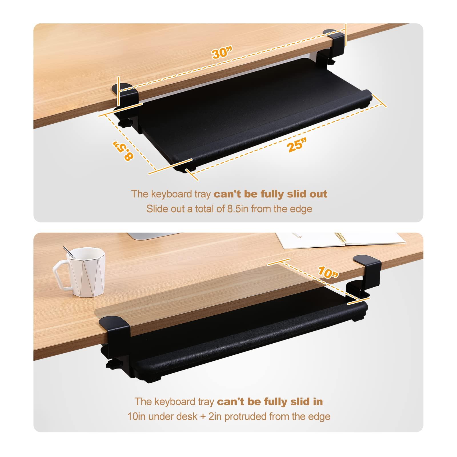 FlexiSpot Large Keyboard Tray Under Desk Ergonomic 25 (30 Including Clamps) x 12 in C Clamp Mount Retractable Adjustable Mouse Computer Keyboard Platform Tray Slide-Out Keyboard Drawer Shelf (Black) - Image 6