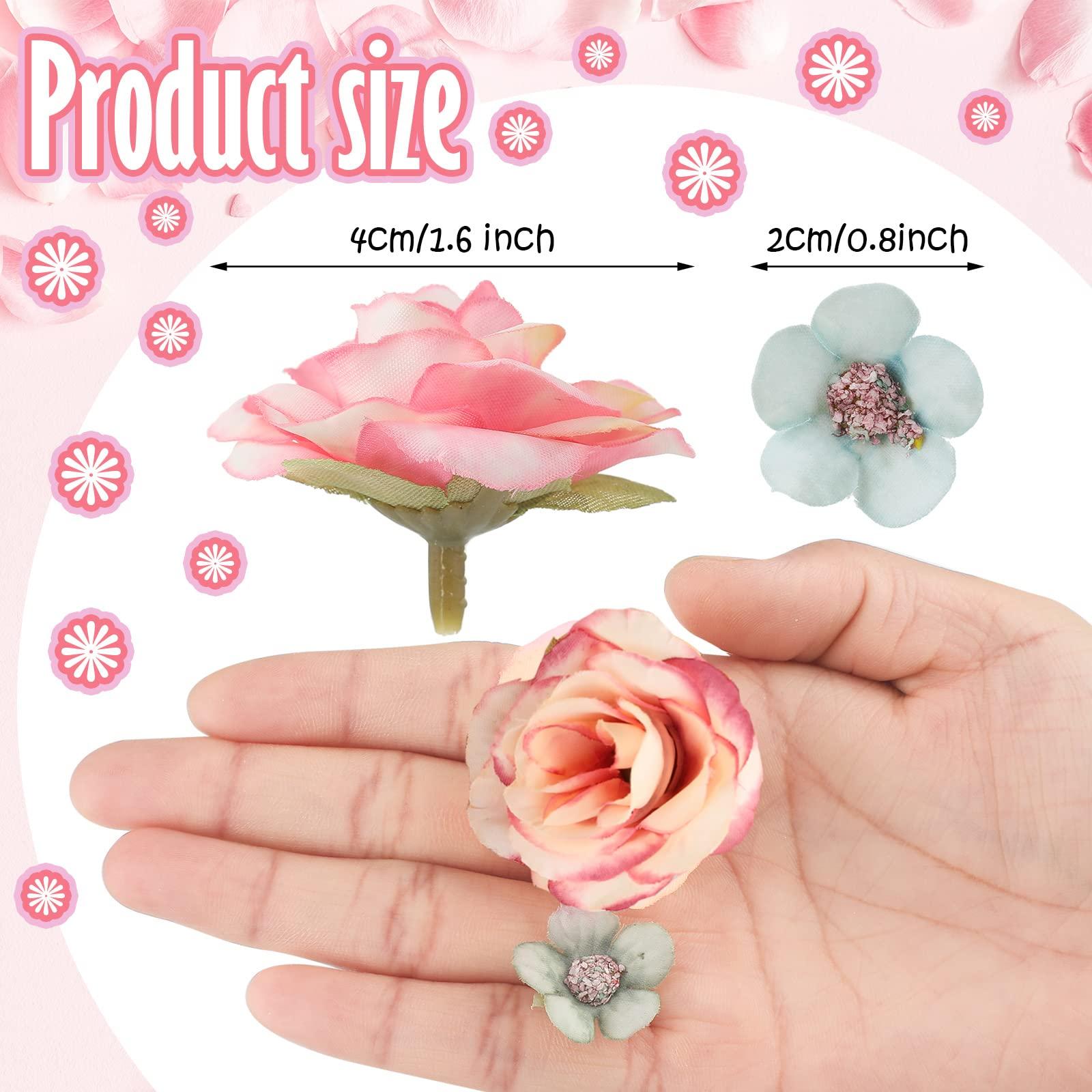 Janinka 174 Pcs Fake Mini Flowers for Crafts Small Silk Artificial Fabric Flowers Bulk for DIY Wedding Birthday Party Wreath Decor, 2 cm 4 cm(Multicolor) - Image 3