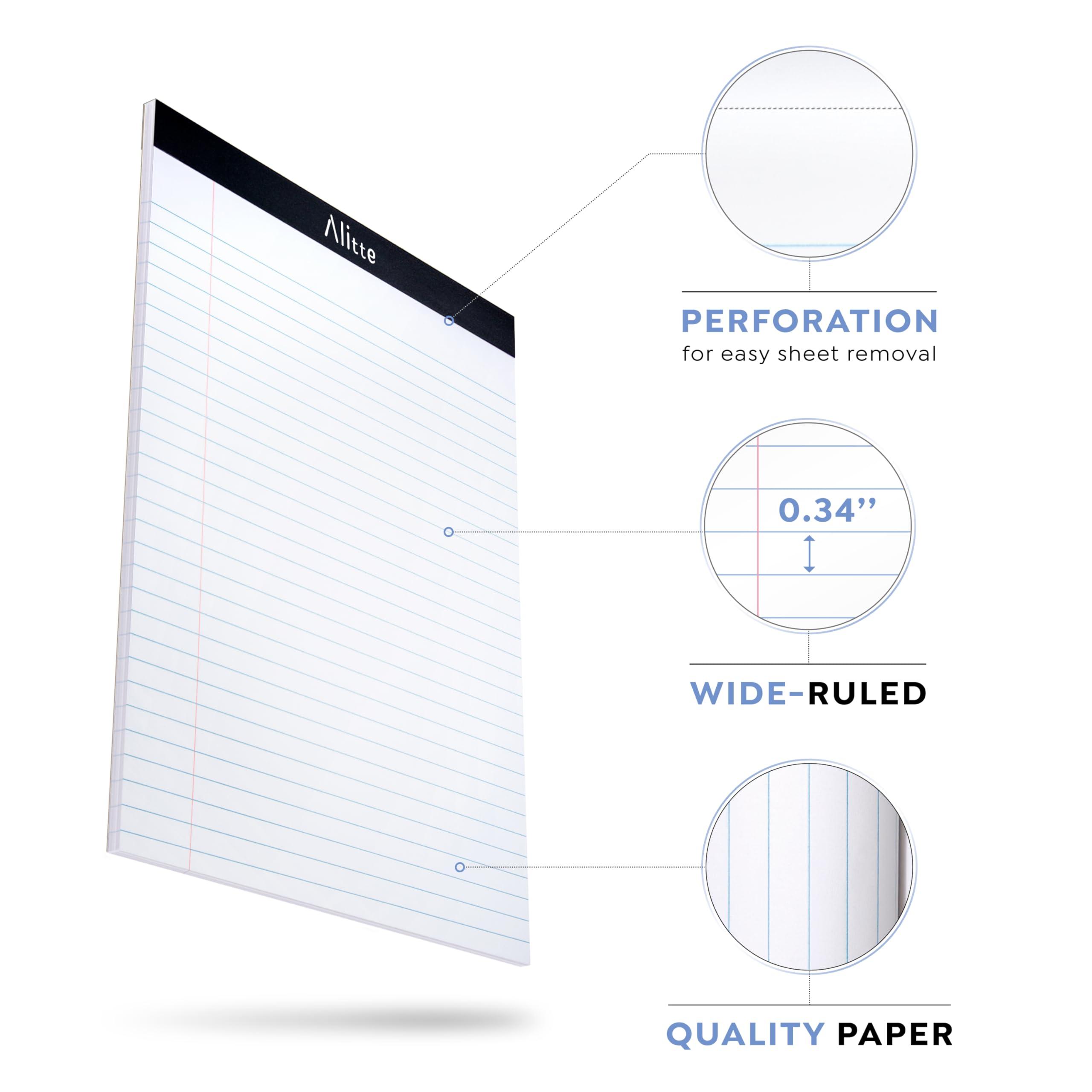 Alitte Legal Notepads 8.5 x 11, Pack of 12 - Perforated Wide Ruled Writing Pad - Premium Thick Paper, No Ink Bleeding - Blank Legal Pads For Home, Office, School, Business - 50 Sheets Per Notebook - Image 4